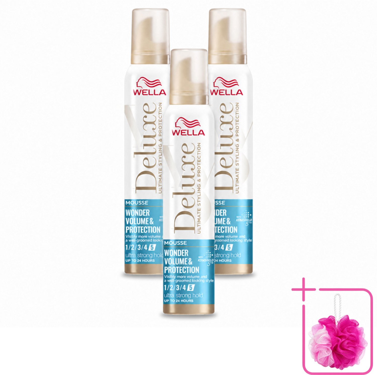 3 x Wella – Deluxe Volume & Protection – Haarmousse – 200 ml - Bulkverpakking - Haarmousse - Douchemop - Volume