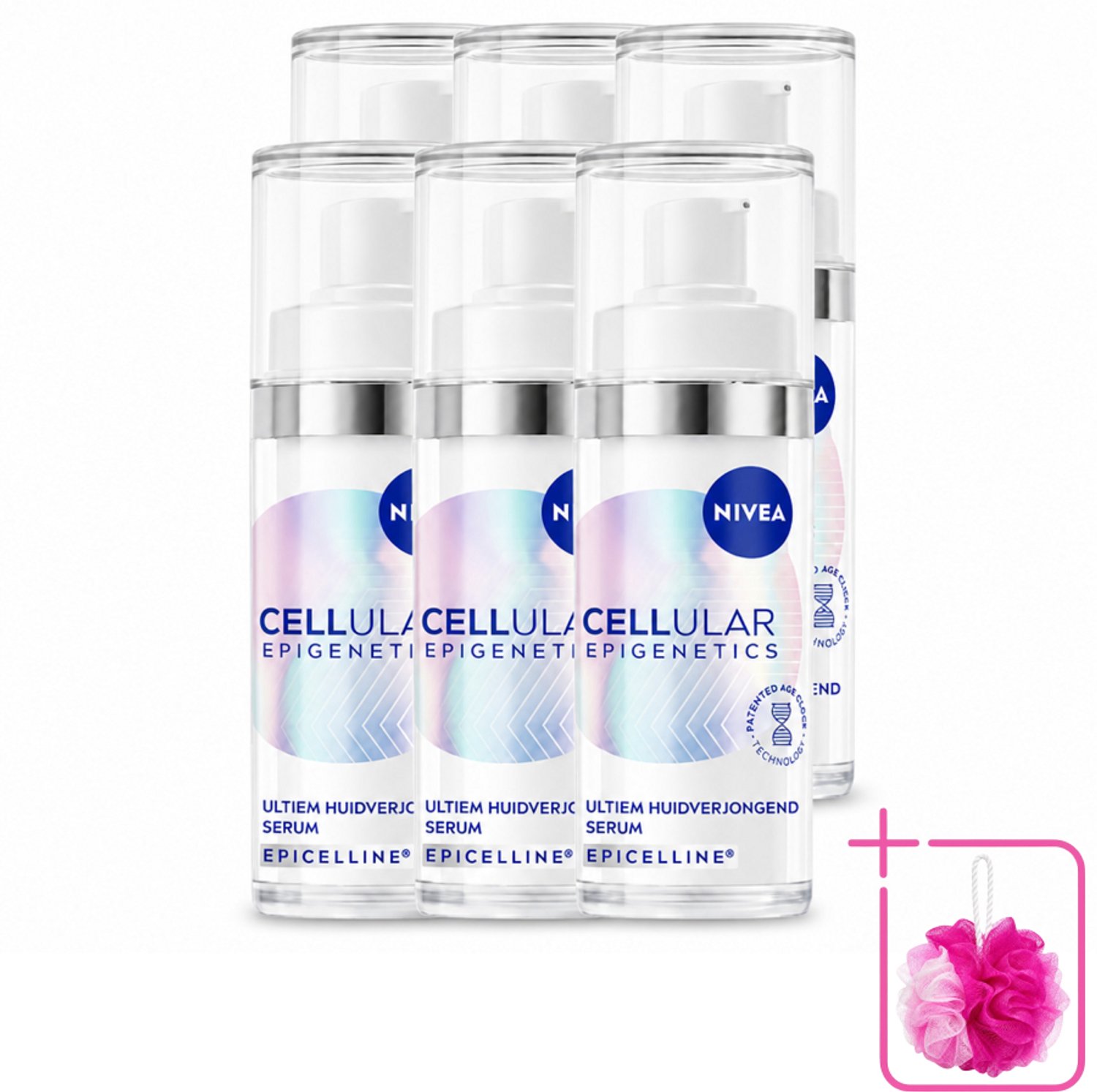 6 x NIVEA – Anti-Age Serum – Cellular Epigenetics – 30 ml - Bulkverpakking - Anti-ouderdom - Douchemop - Gezichts-serum