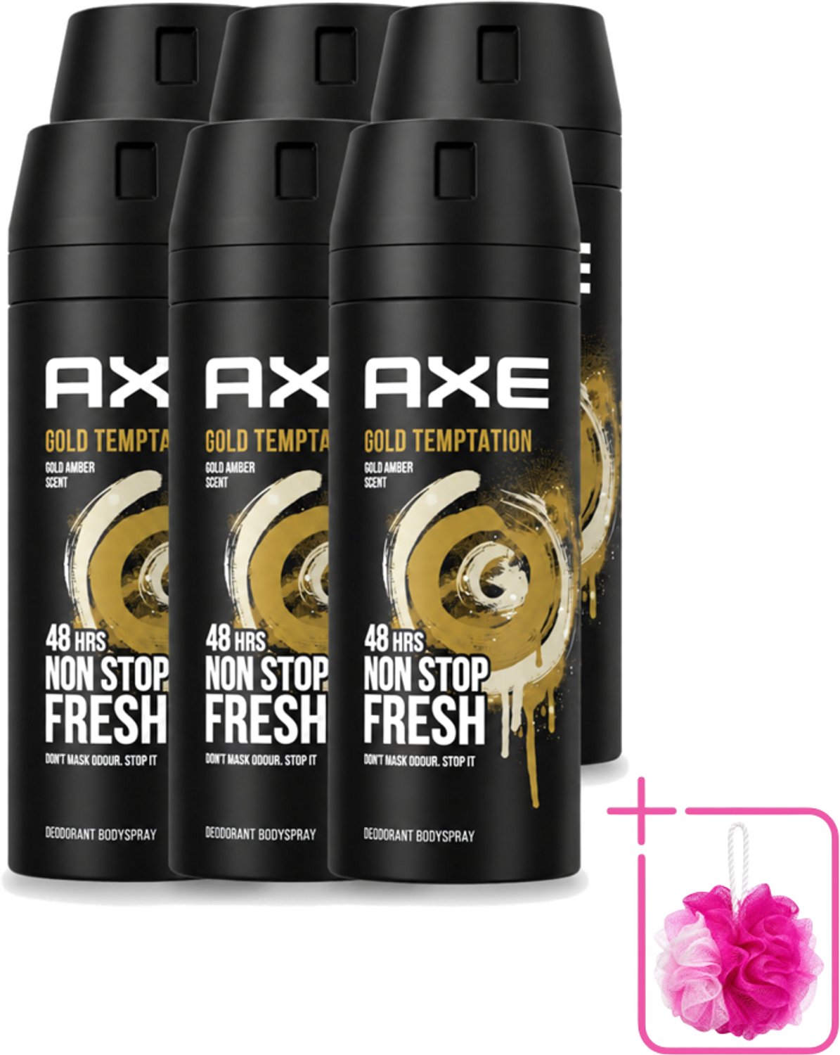 6 x AXE - Deodorant Spray - Gold Temptation - Luxe Geur - Oriëntaals & Fris - 150 ml - Bulkverpakking - Deodorant spray - Geur
