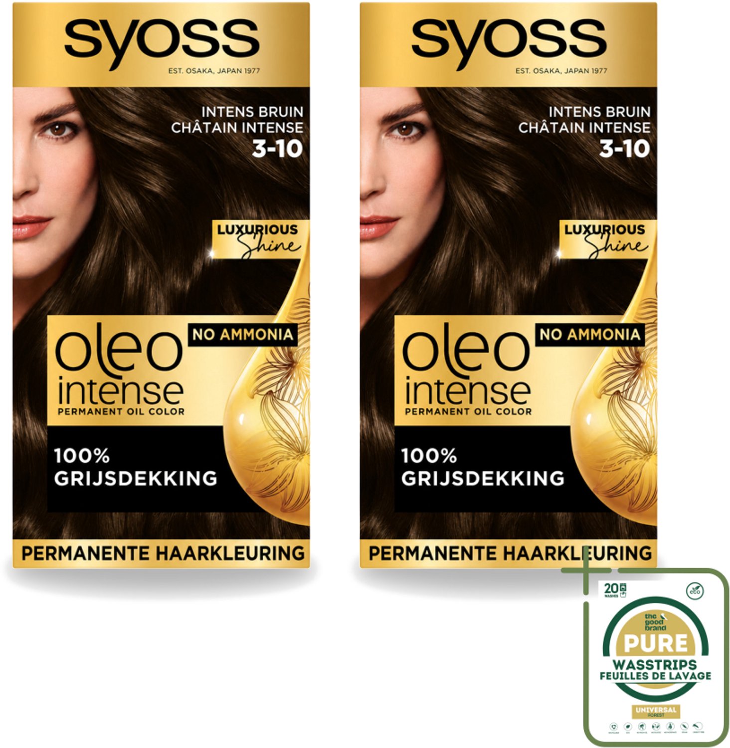 2 x SYOSS - Oleo Intense 3-10 - Haarverf - Permanente Haarkleuring - Intense Bruin - Langdurige Kleur - Wasstrips - Haarverf - Permanent Haarkleuren - Intense Bruin - Grijsdekking - Ammoniakvrije Haarkleuring