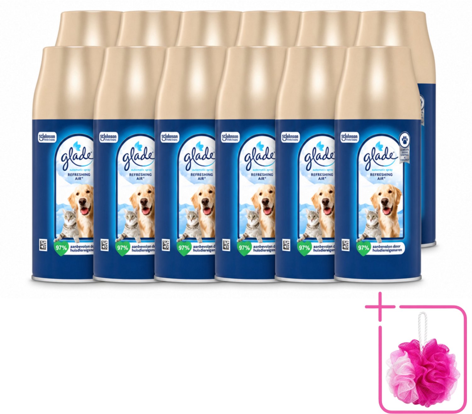 12 x Glade – Automatic Spray Navulling – Refreshing Air Huisdieren – 269 ml - Bulkverpakking - Huisdieren geur - Douchemop - Dierengeur neutraliseren