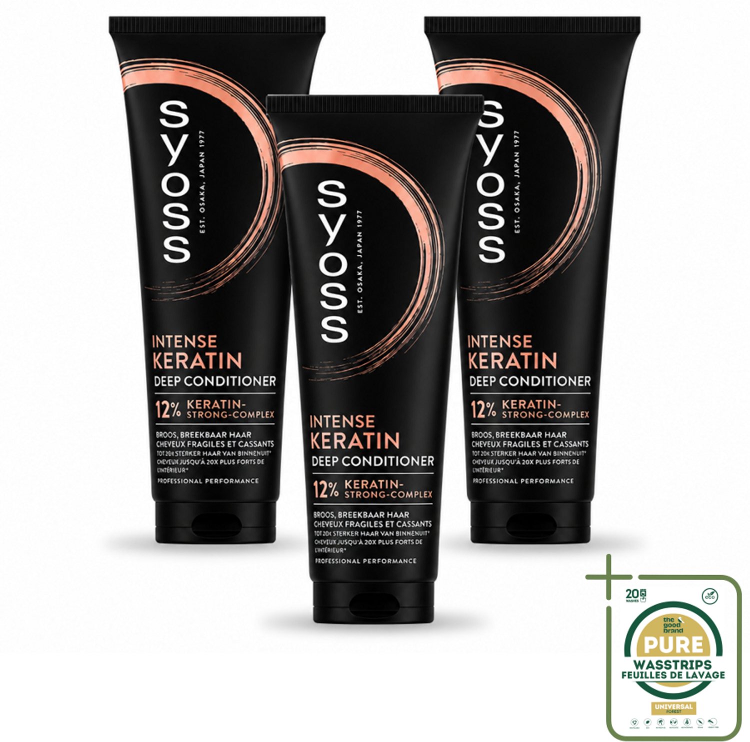 3 x Syoss - Keratin Conditioner - 250 ml - Wasstrips - Keratine Conditioner - Haarverzorging - Sterke Haar - Gezond Haar - Breekbaar Haar