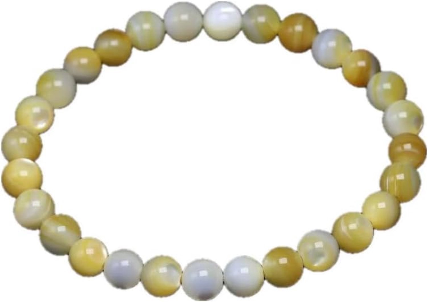 Natuurlijke Gele Shell Ronde Kralen Elastische Lijn Stretch Armband Vrouwen Handgemaakte, 25cm 9.8inch, Steen Emaille Glas, Zirkonia Agaat obsidiaan
