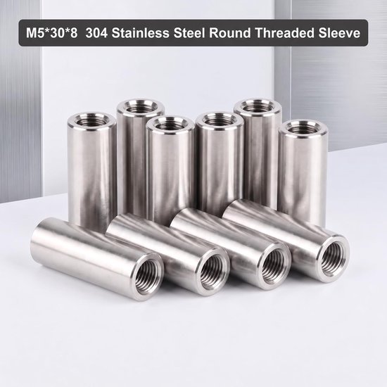 10 stuks schroefdraadhulzen metalen hulzen maat M5 × 30 mm roestvrij staal — afbeelding 2
