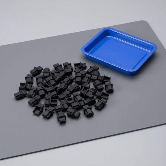 50 stuks siliconen stofkapjes voor Ethernet-poort, RJ45 vrouwelijke stofkapjes voor computernetwerkconnector, zwart — afbeelding 4