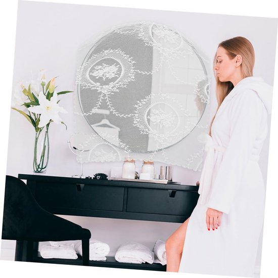 2stuks Elegante Laken Hoes Voor Make-up Spiegels Bloemmotief Tafelkleed Voor Nachtkastje Dressoir Voor Slaapkamerdecoratie Onderhoud Van Meubels — afbeelding 2