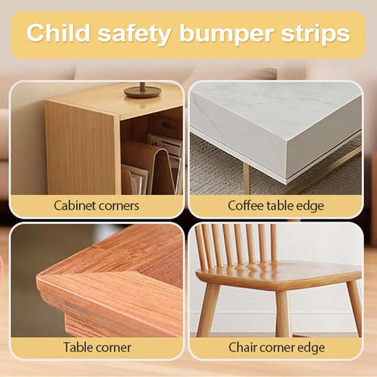 Edge Guard - 6.5 Ft Zacht Foam Randbescherming, Veiligheid Bumper Strip | Meubelhoek beschermer Voor Bureau, Tafel, Open Hard, Kastje, Slaapkamer, Spelkamer, Kinderkamer, Schuimrubber Bumper — afbeelding 5