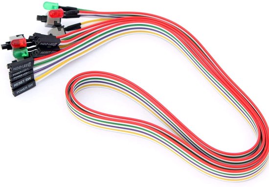 2 stuks 4-in-1 PC Power Reset-schakelaar HDD moederborden LED-kabel lichtdraad kit voor computer 65 cm — afbeelding 4