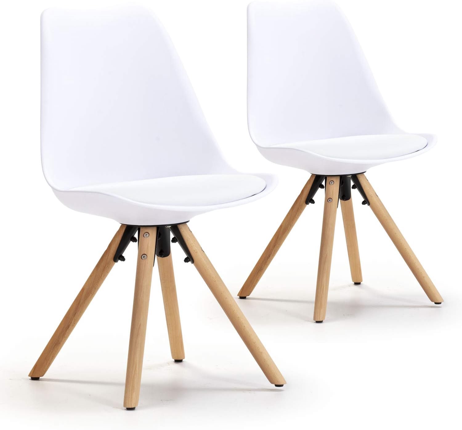 Eetkamerstoelen Jeff, Scandinavische stijl, wit, SGS-gecertificeerd, 54 cm (breedte) x 49 cm (diepte) x 84 cm (hoogte)