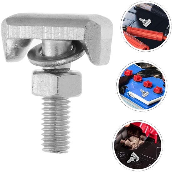 6stuks Rvs T-bolt Bevestigingsset Voor Vervanging Van Accuklemmen Duurzame Eenvoudige Installatie Betrouwbare Stabliteit Voor Auto Batterij Terminals Universele Auto Accessoires — afbeelding 2