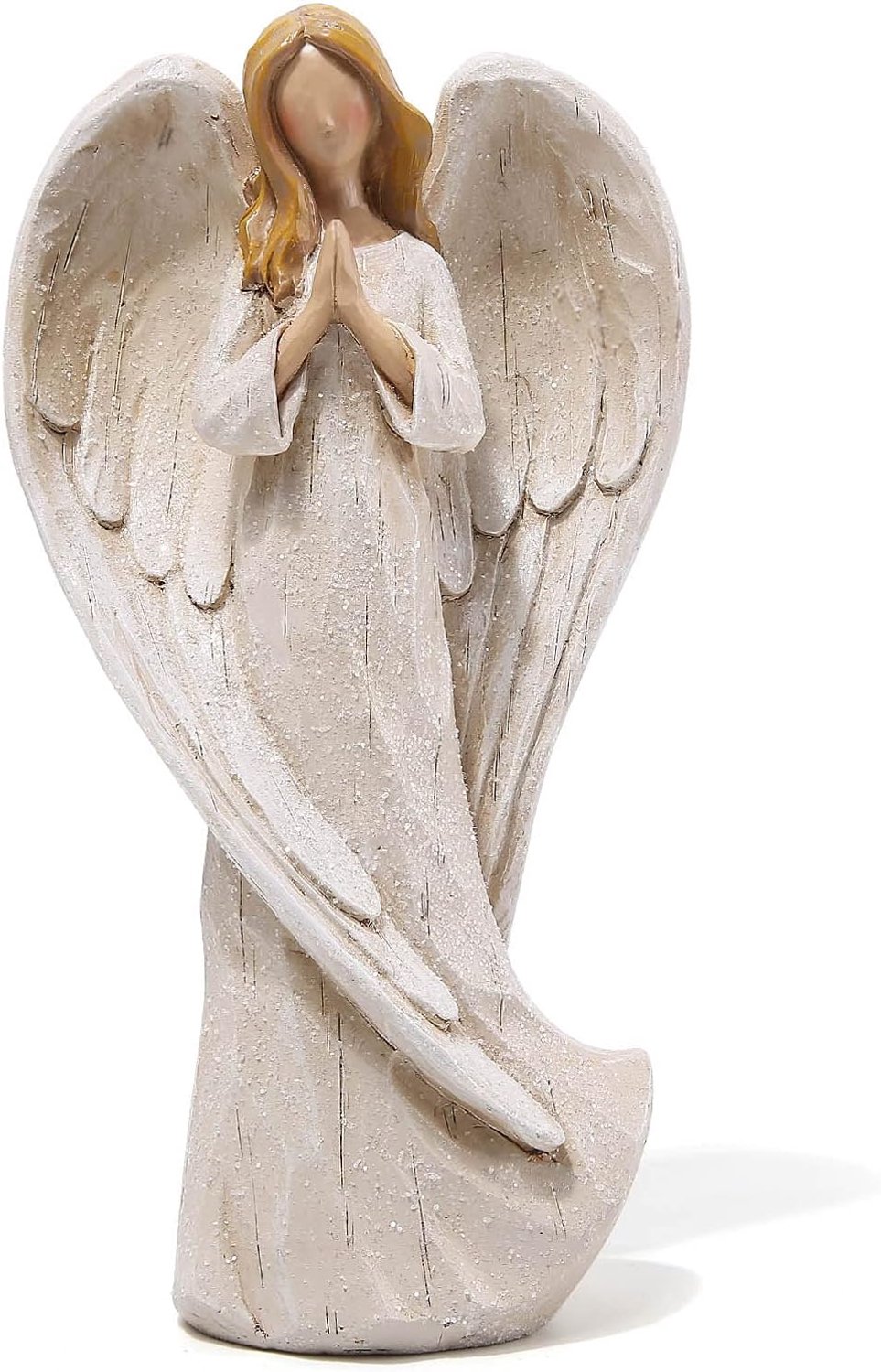 Hodao Hars biddende engel sculptuur beeldje voor geschenken woondecoratie bidden herdenking engel standbeeld, prachtig gesneden en handgeschilderde karakters (bidden)