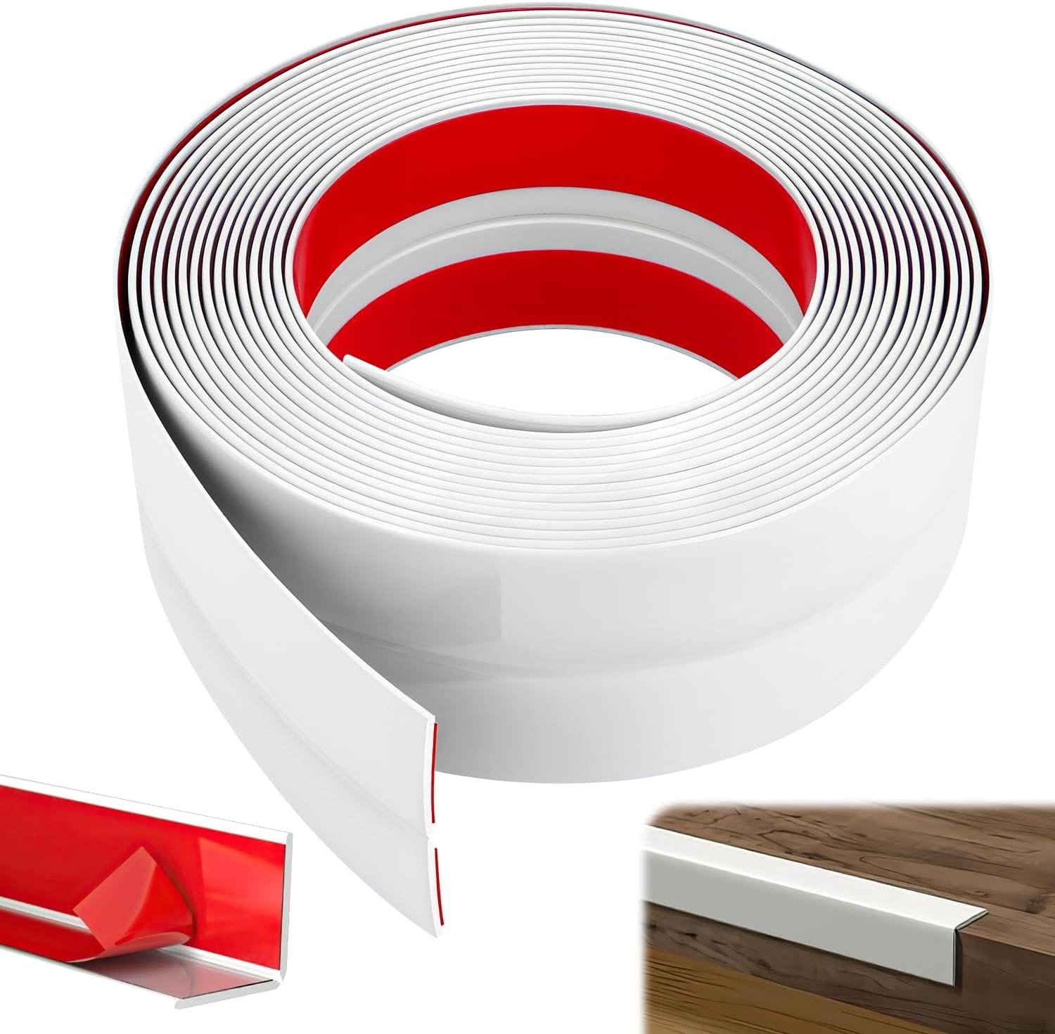 Hoekstrip voor Wandbescherming - Zelfklevende PVC Hoekstrip voor Meubels, Tegels en Werkbladen - 6 m x 6 cm Hoekbescherming