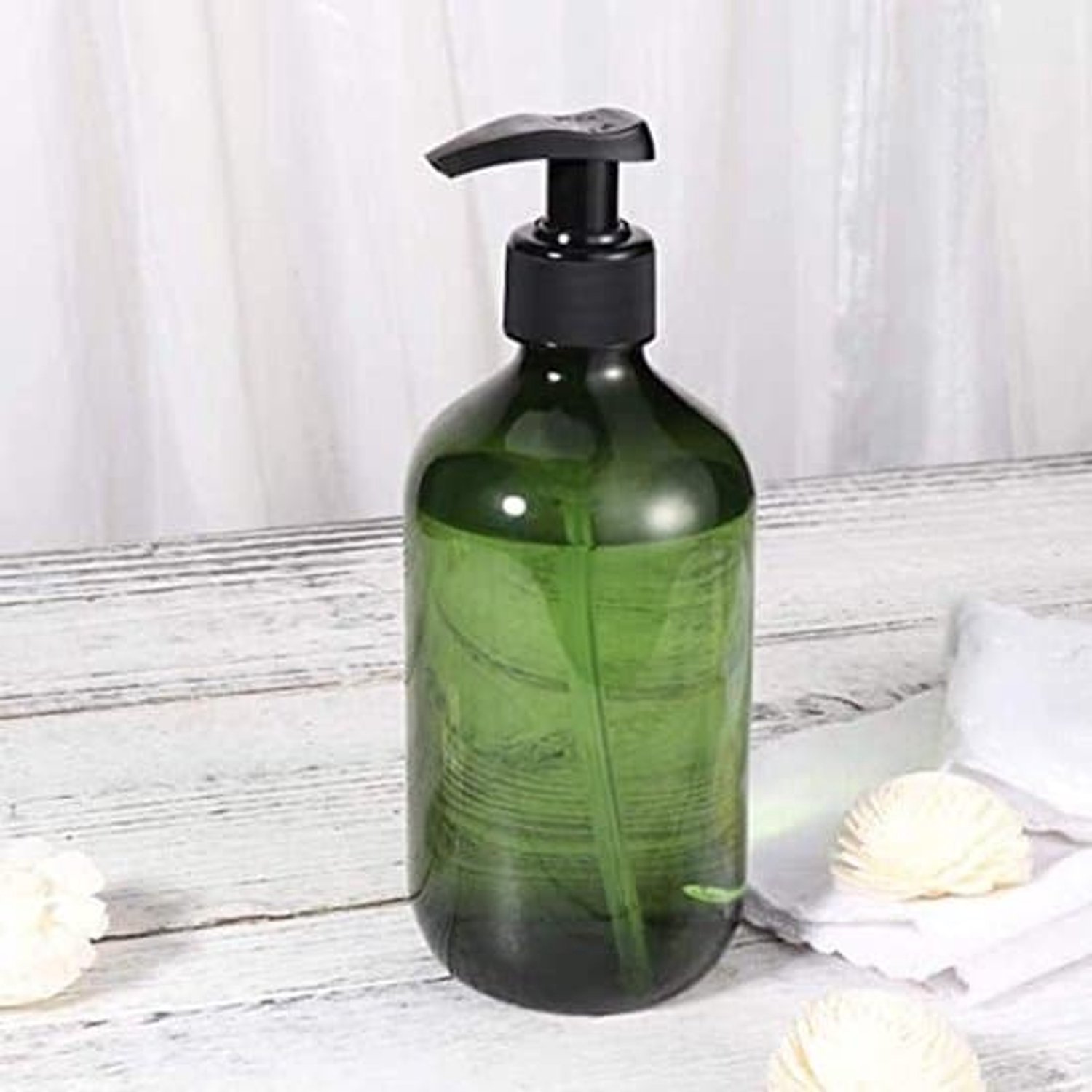 Set van 3 navulbare PET-pompflessen van 500 ml voor shampoo, zeep, conditioner, douchegel en lotion, transparant groen