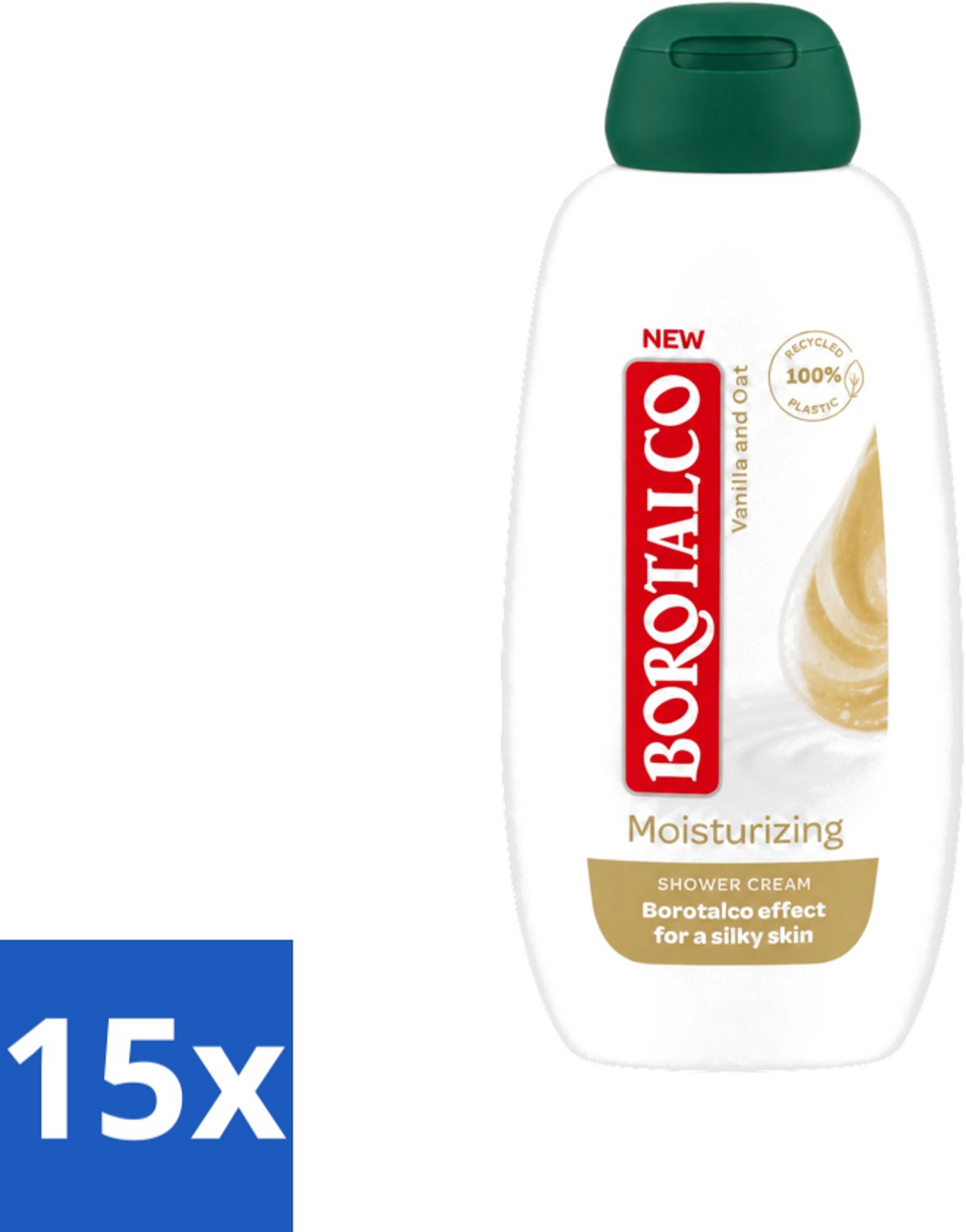 15 x Borotalco - Douchegel - Moisturizing - Vanilla & Oat - 250 ml - Voordeelverpakking - 15 stuks