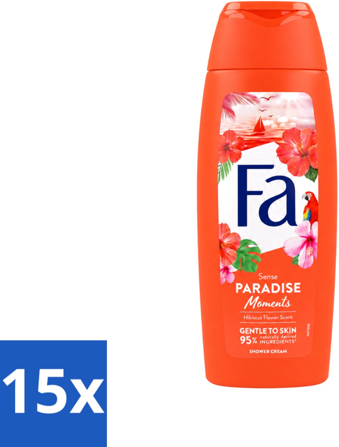 15 x Fa - Paradise Moments - Douchecrème - Hibiscusbloem - 250 ml - Voordeelverpakking - 15 stuks