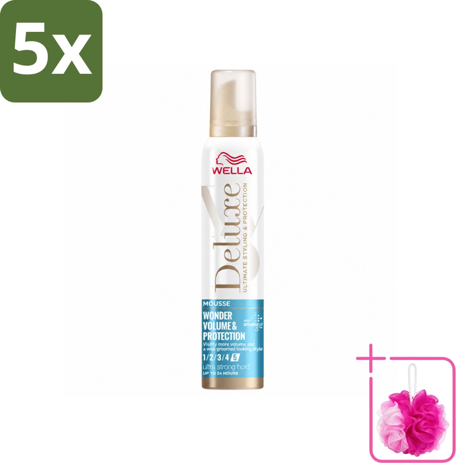 5 x Wella – Deluxe Volume & Protection – Haarmousse – 200 ml - Bulkverpakking - Haarmousse - Douchemop - Volume