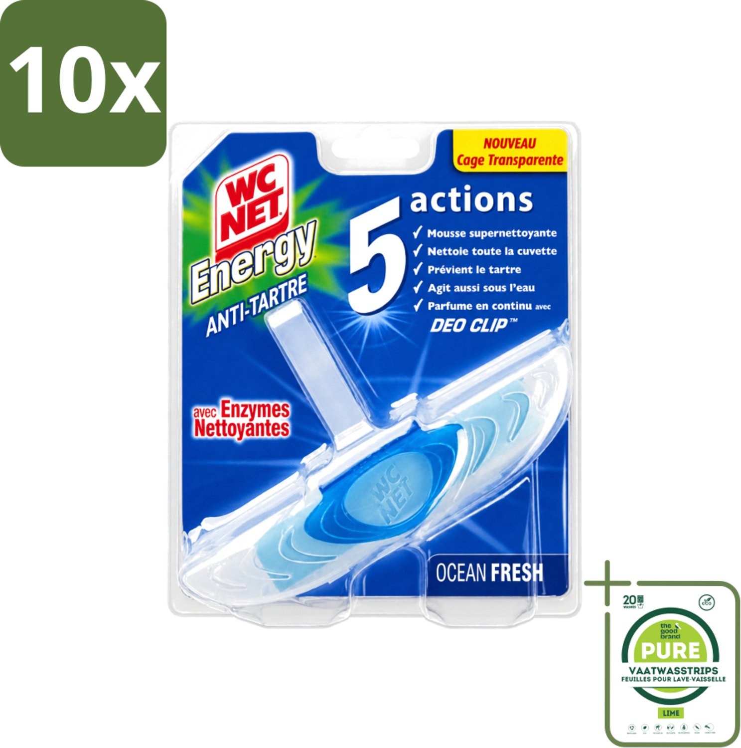 10 x WC Net - Toiletblok - Ocean Fresh - 1 Blokje - Grootverpakking - Vaatwasstrips - WC Net - Toilet Net - Toilet Blok - Reinigingsnet - Kalkaanslag Voorkomen