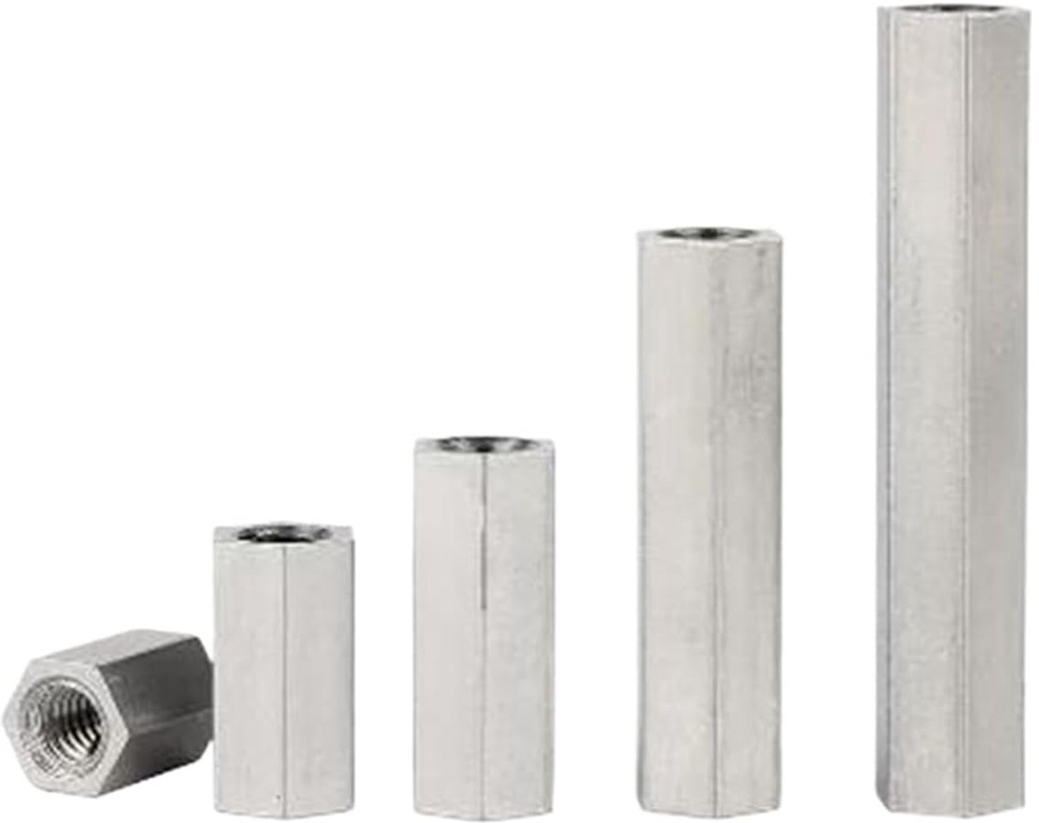 Koppelingsmoer, 304 roestvrijstalen zeskantkoppelingsmoeren M3-M16 20-50 mm zilver 1/2/5 stuks(Length 50mm,M16 1PC)