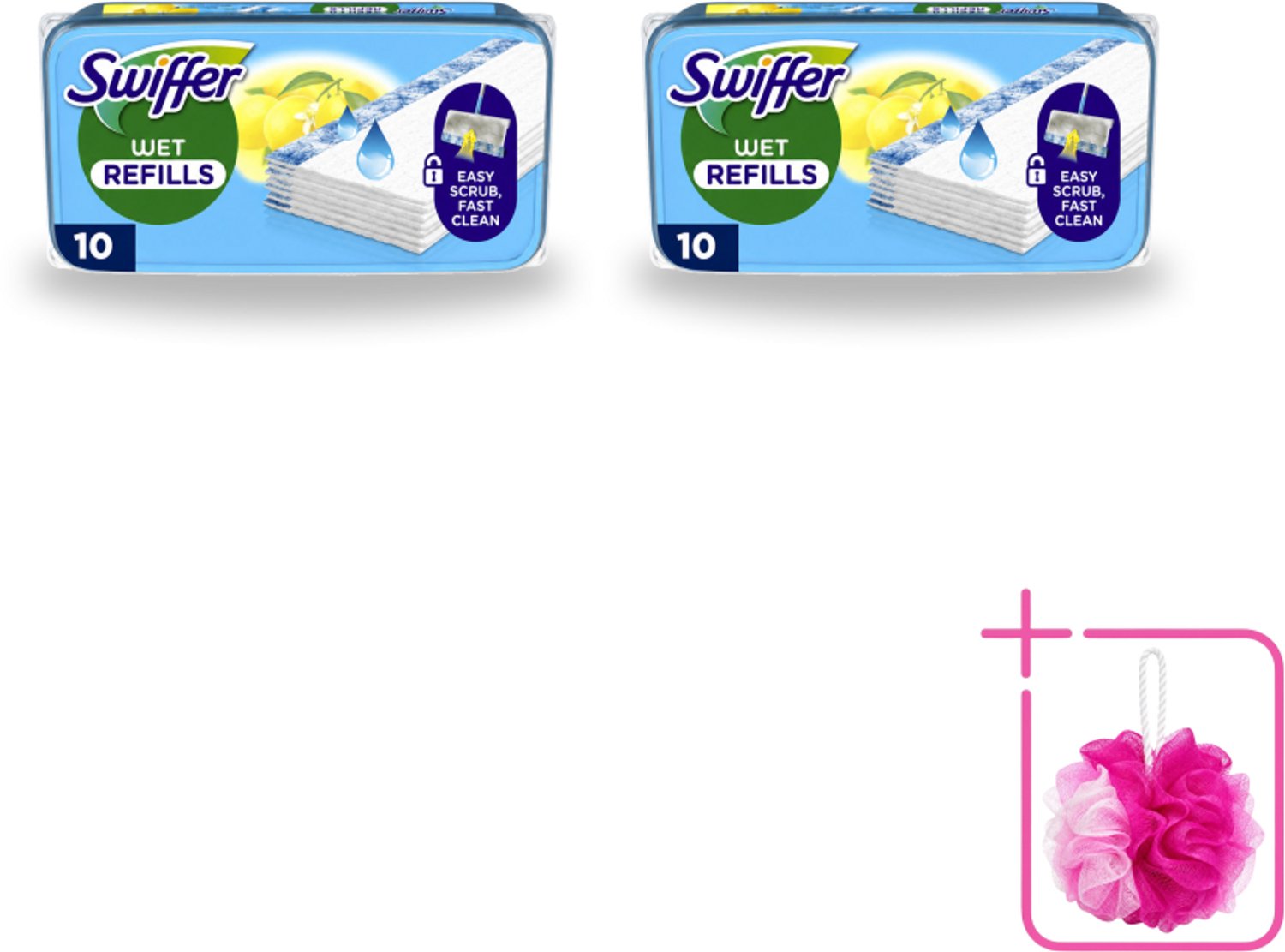 2 x Swiffer - Vloerdoekjes – Citrus Fresh – 10 doekjes - Bulkverpakking - Vloerdoekjes navullingen - Douchemop - Schoonmaak doekjes
