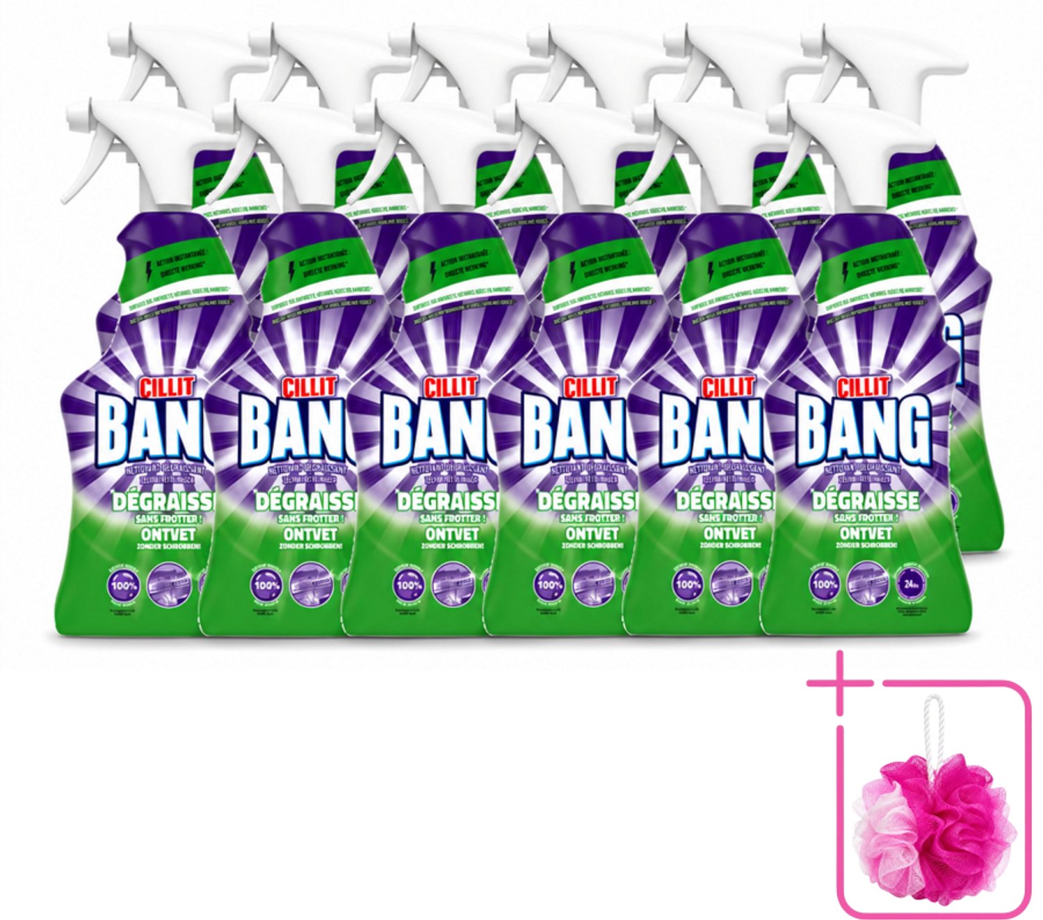12 x Cillit Bang – Schoonmaakspray – Universal Ontvetter – 750 ml - Bulkverpakking - Schoonmaak spray kalk - Douchemop - Reinigingsspray ontvetter