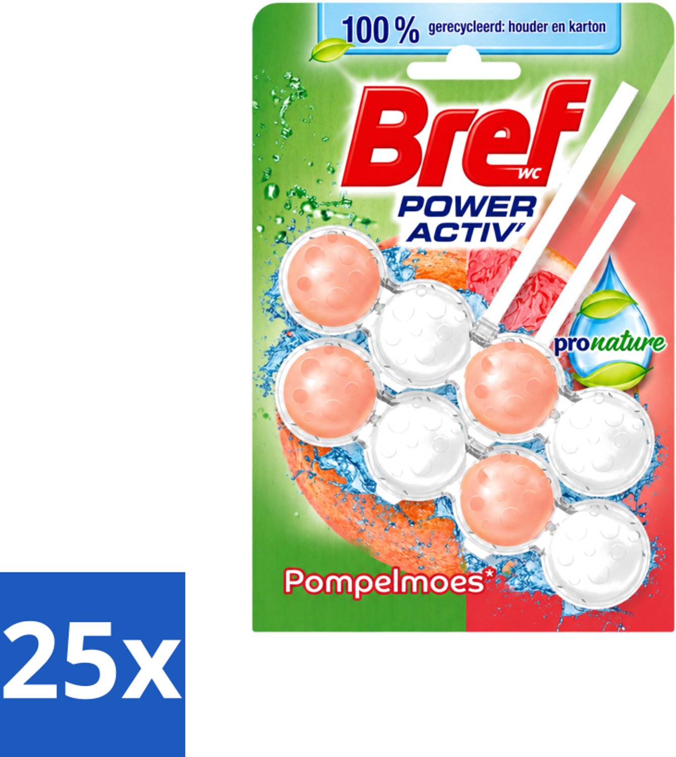 25 x Bref – Toiletblok – Pronature Pompelmoes – Duo Pack - Voordeelverpakking - 25 stuks