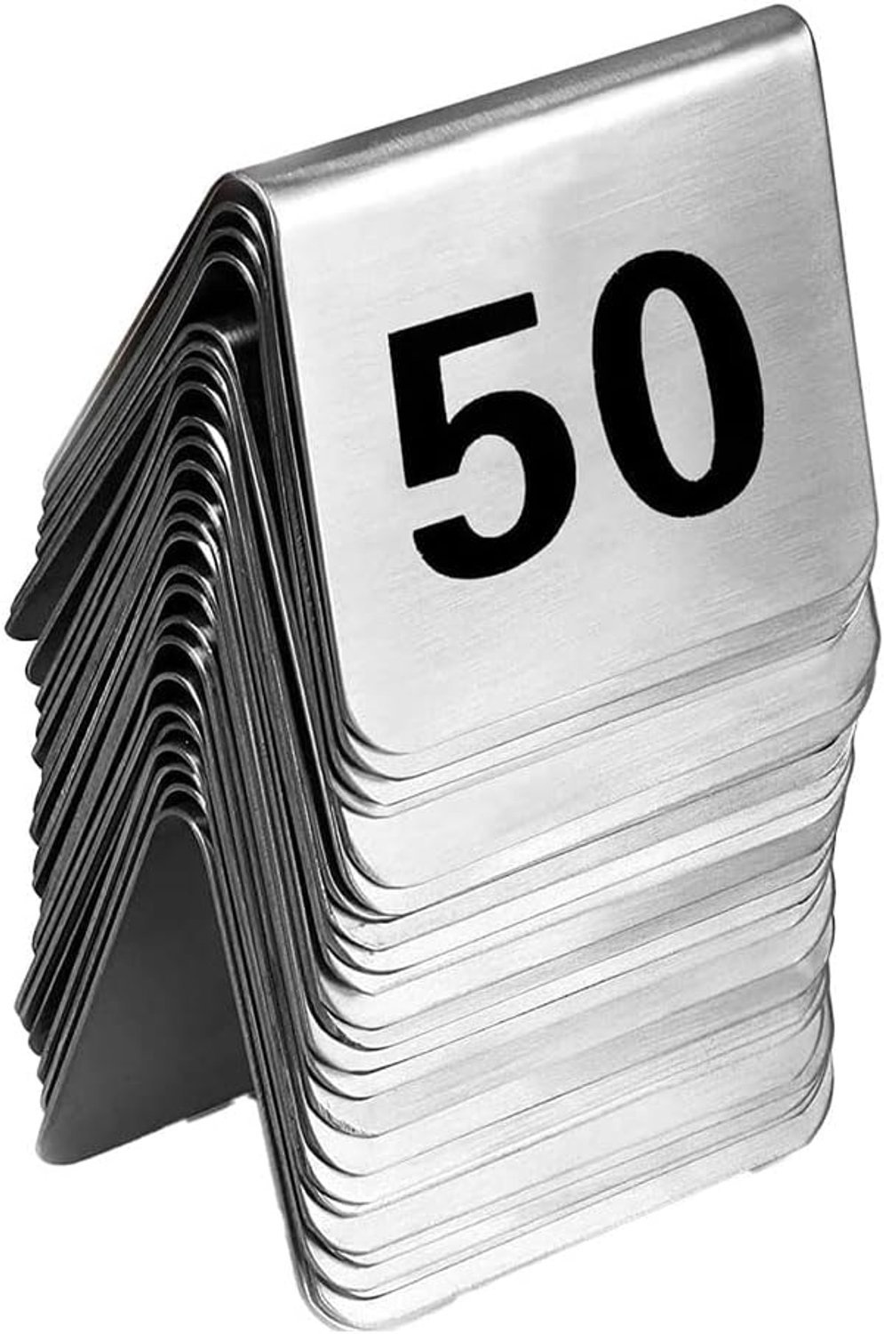50 stuks tafelnummerborden voor restaurants en bars, stapelbare tafelnummerkaarten, dubbelzijdige zwarte cijfers