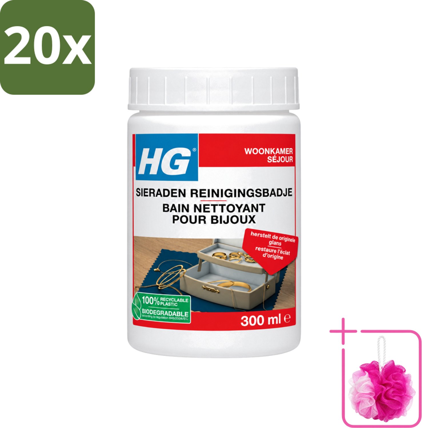 20 x HG - Sieraden Reinigingsbadje - Glansherstellend - 300 ml - Bulkverpakking - Sieraden reinigen - Douchemop - Sieraden reinigingsbadje