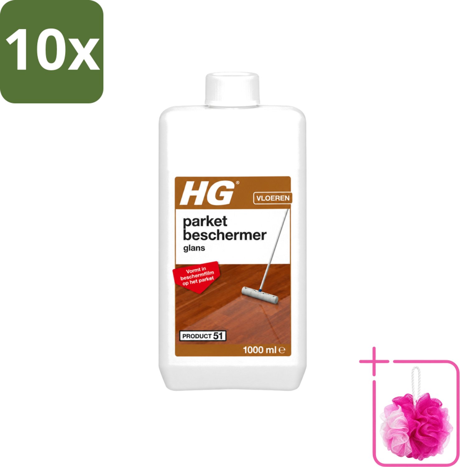 10 x HG - Parket Beschermer Glans - Vloeibare Emulsie - Vormt in Beschermfilm - 1L - Bulkverpakking - Parket beschermer - Douchemop - Slijtage bescherming