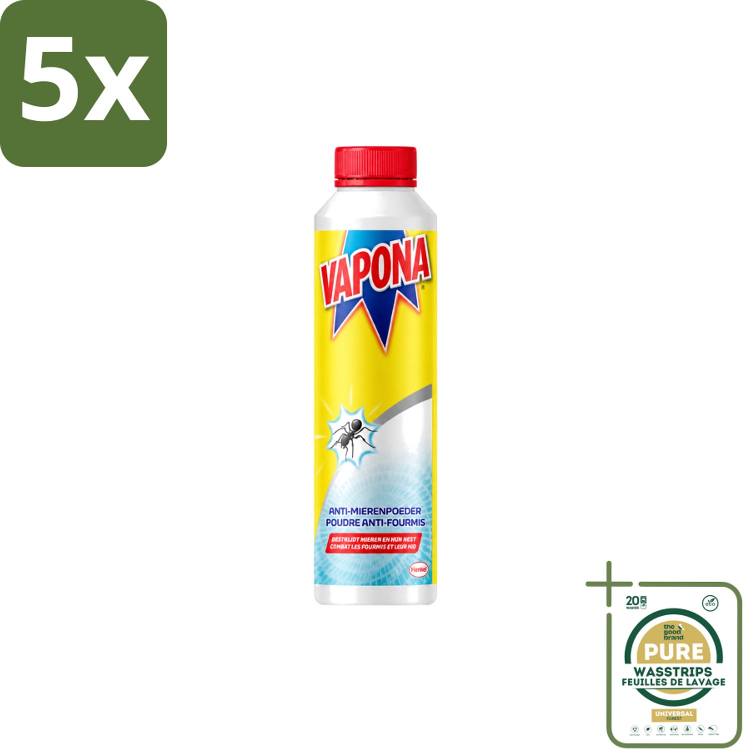 5 x Vapona - Anti Mierenpoeder - Effectief Tegen Hele Kolonie - 150g - Wasstrips - Anti Mierenpoeder - Mierenbestrijding - Mierenbestrijding Buiten - Mierennest Bestrijding - Mierenpoeder 150g