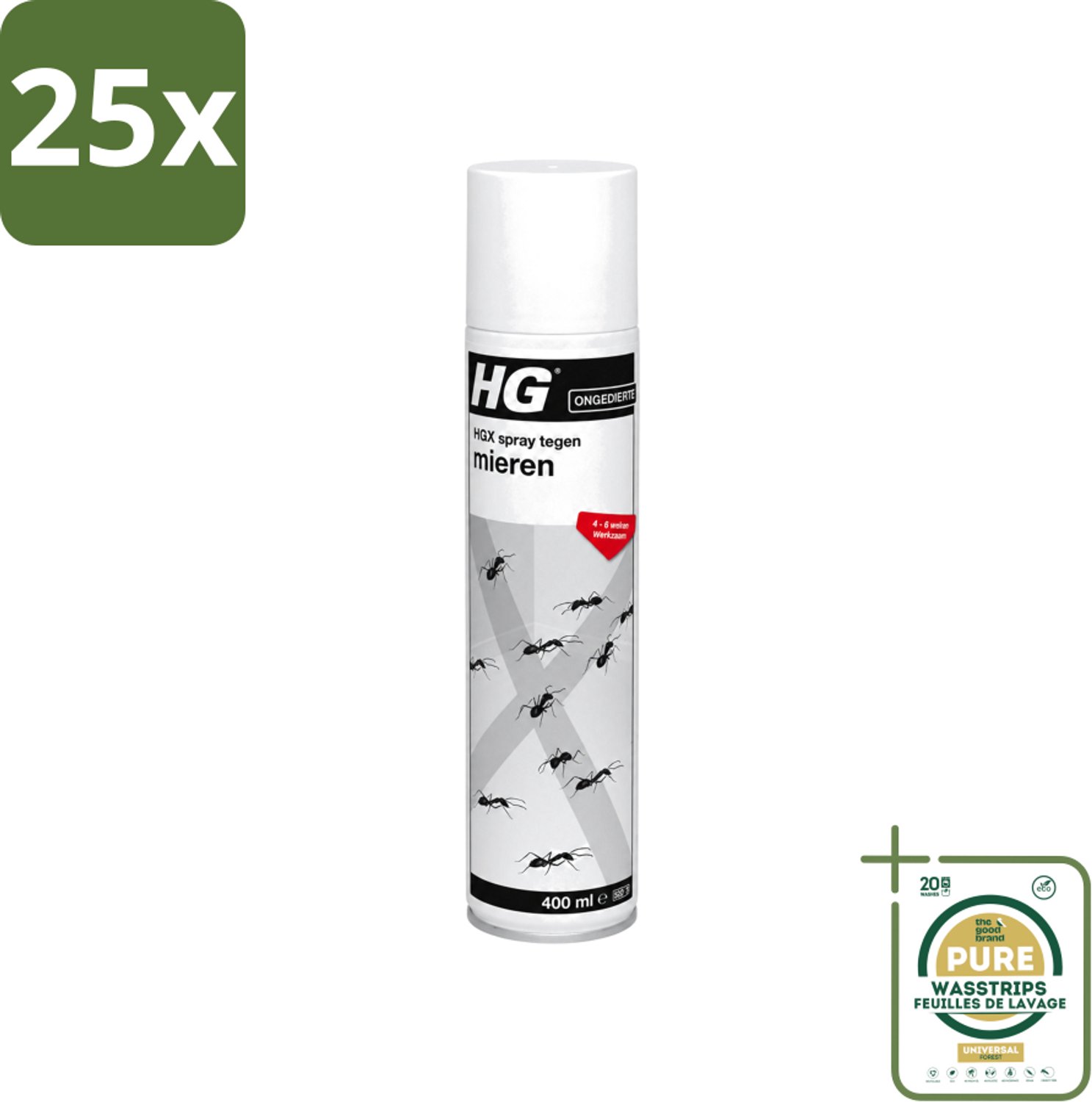 25 x HG X - Spray tegen Mieren - Direct Werkende Mierenbestrijding - 400 ml - Wasstrips - Mierenbestrijding - Mierenbestrijdingsmiddel - Mieren Uit Huis - Mieren Uit Woning - Mierenbestrijding Spray
