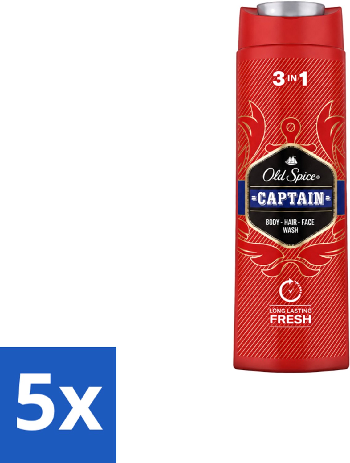 5 x Old Spice – Douchegel – Captain – 400 ml - Voordeelverpakking - 5 stuks