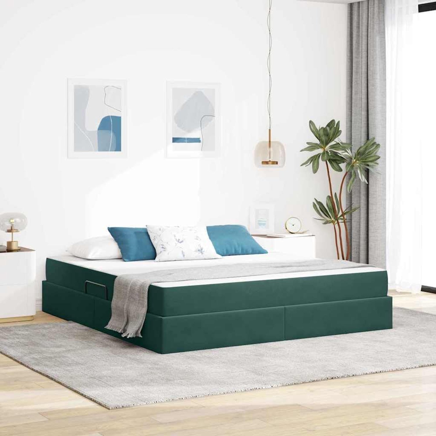 Opbergbed matras minimalistisch slaapkamer 180x200cm donkergroen