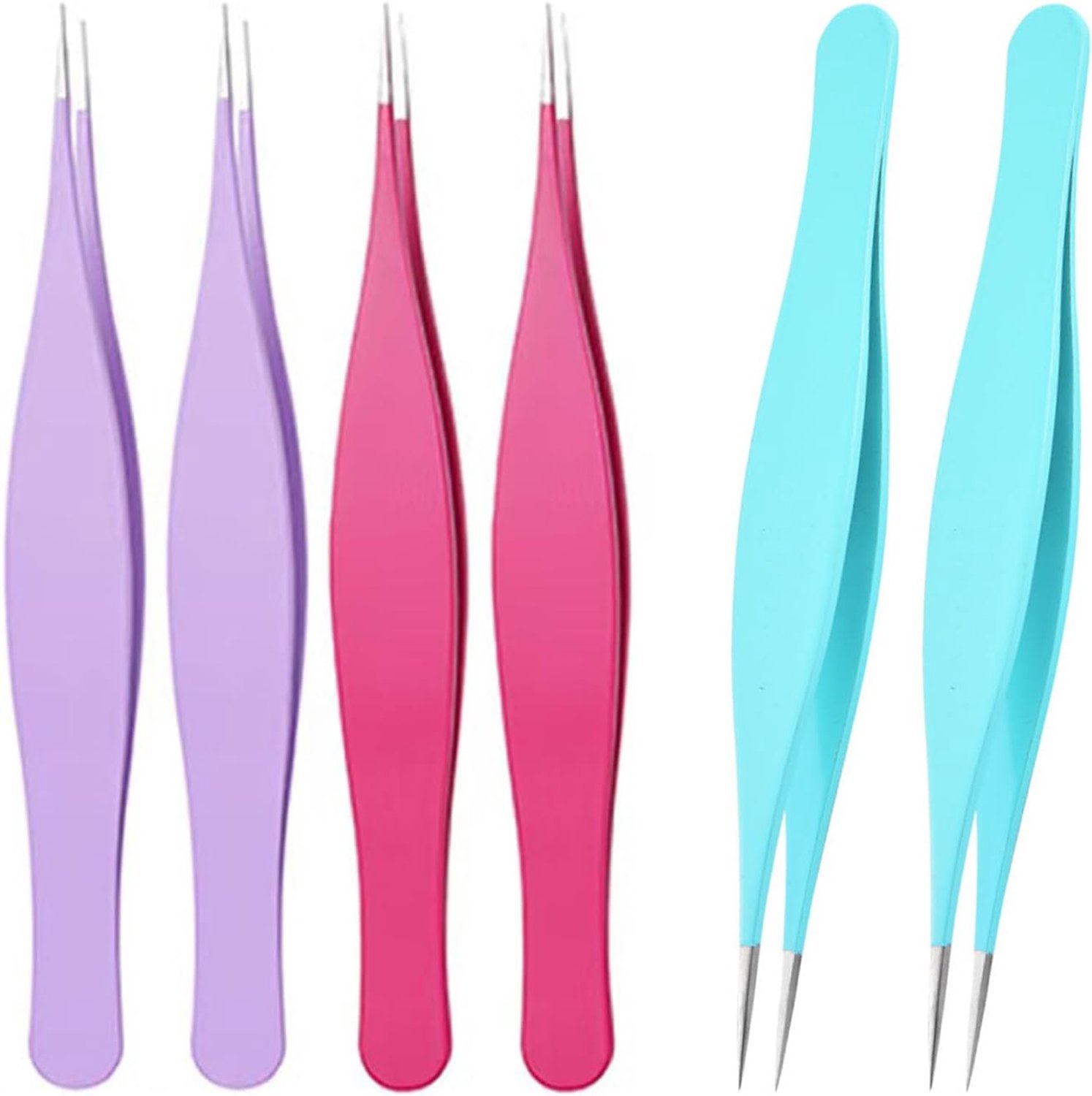 Tweezers 11.3*1.3cm - 6 Stuks - Metaal - Voor Het Trimmen Van Wimpers - Vemera