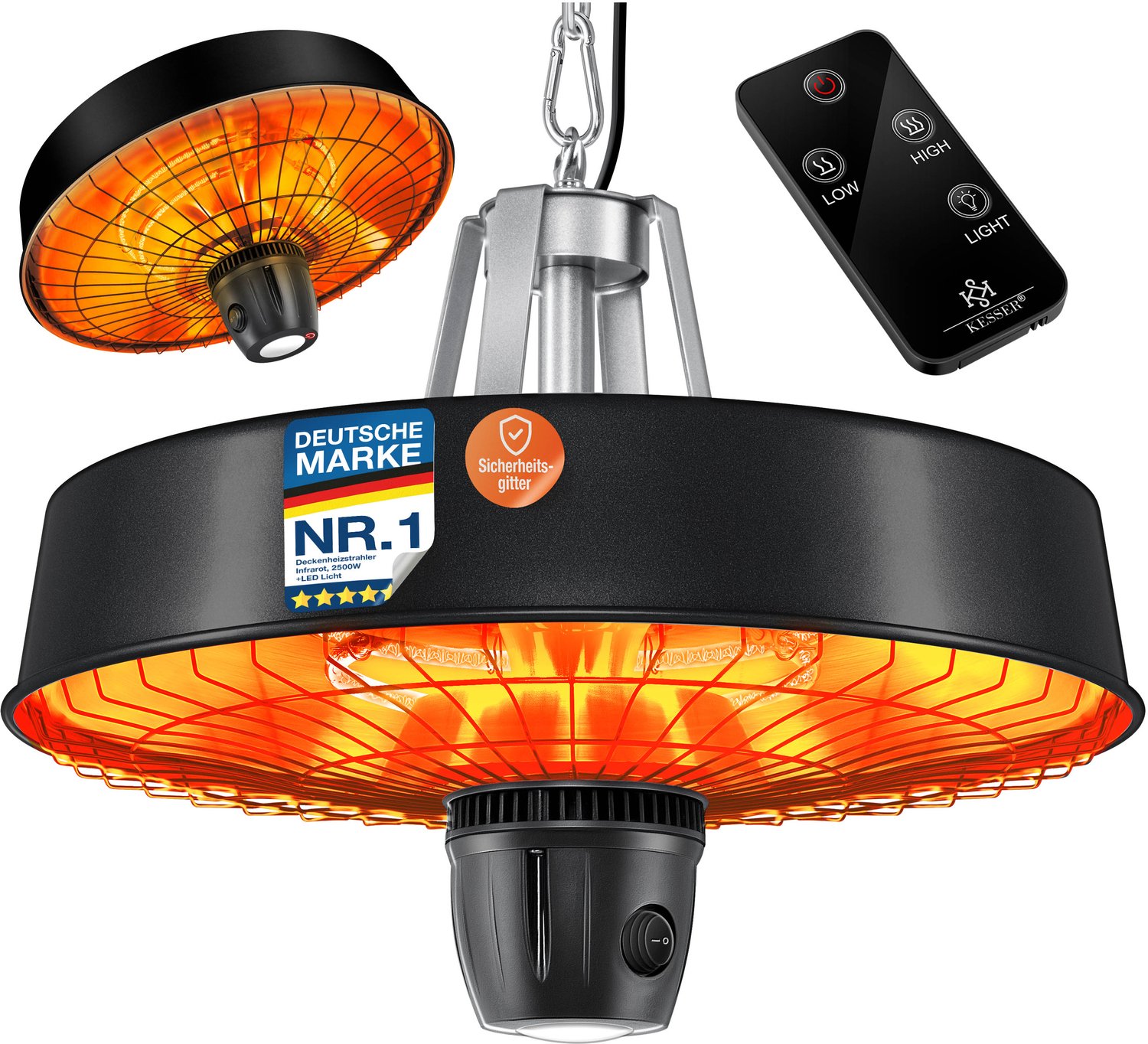 KESSER Terrasverwarmer Elektrisch 2500 W – Infrarood Heater voor Plafond en Wand, Hangende Terrasheater voor Buiten – foto 5