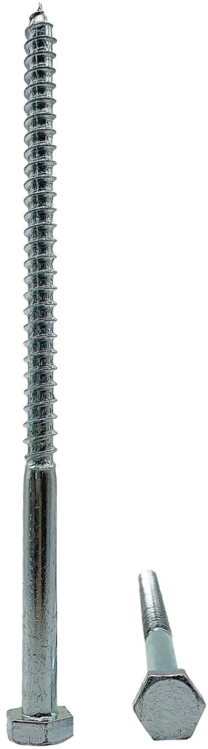 (Pack van 8 stuks) DIN 571 verzinkt staal zeskant houtschroeven M10 x 200 mm, zeskantschroef, achterbouten, zeskantkop, busschroeven (8, M10 x 200 mm)