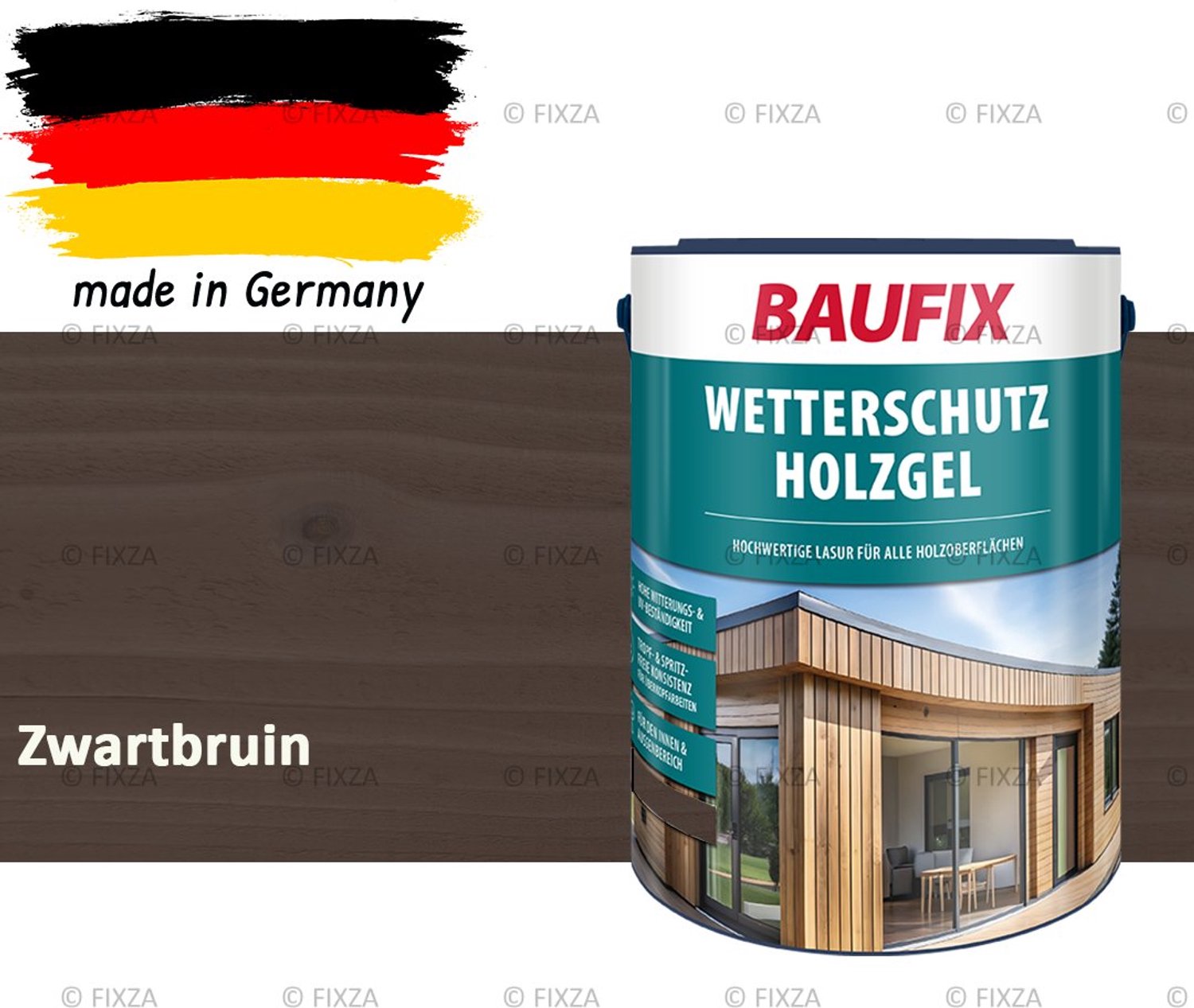 BAUFIX Buitenbeits – Zwartbruin – Zijdeglans – 5 Liter – Voor Schutting, Tuinhuis & Blokhut – UV- & Weerbestendig