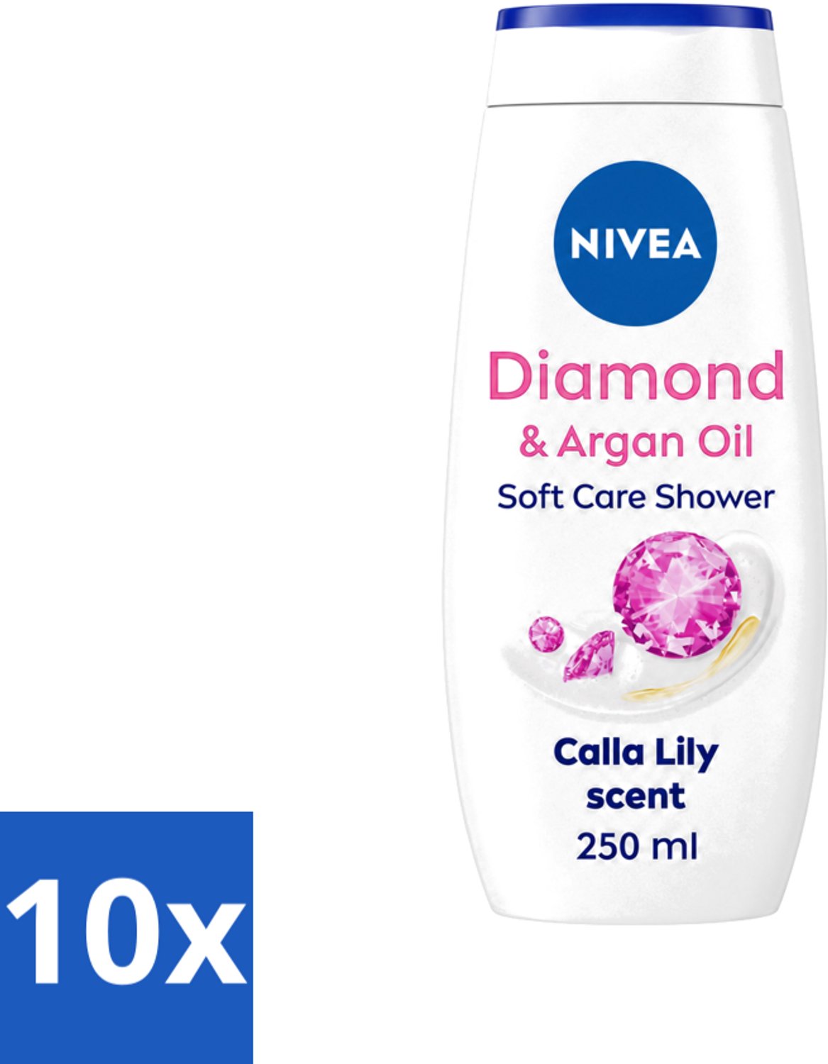 10 x Nivea - Diamond Touch Douchegel - Sensuele Leliegeur - 250 ml - Voordeelverpakking - 10 stuks