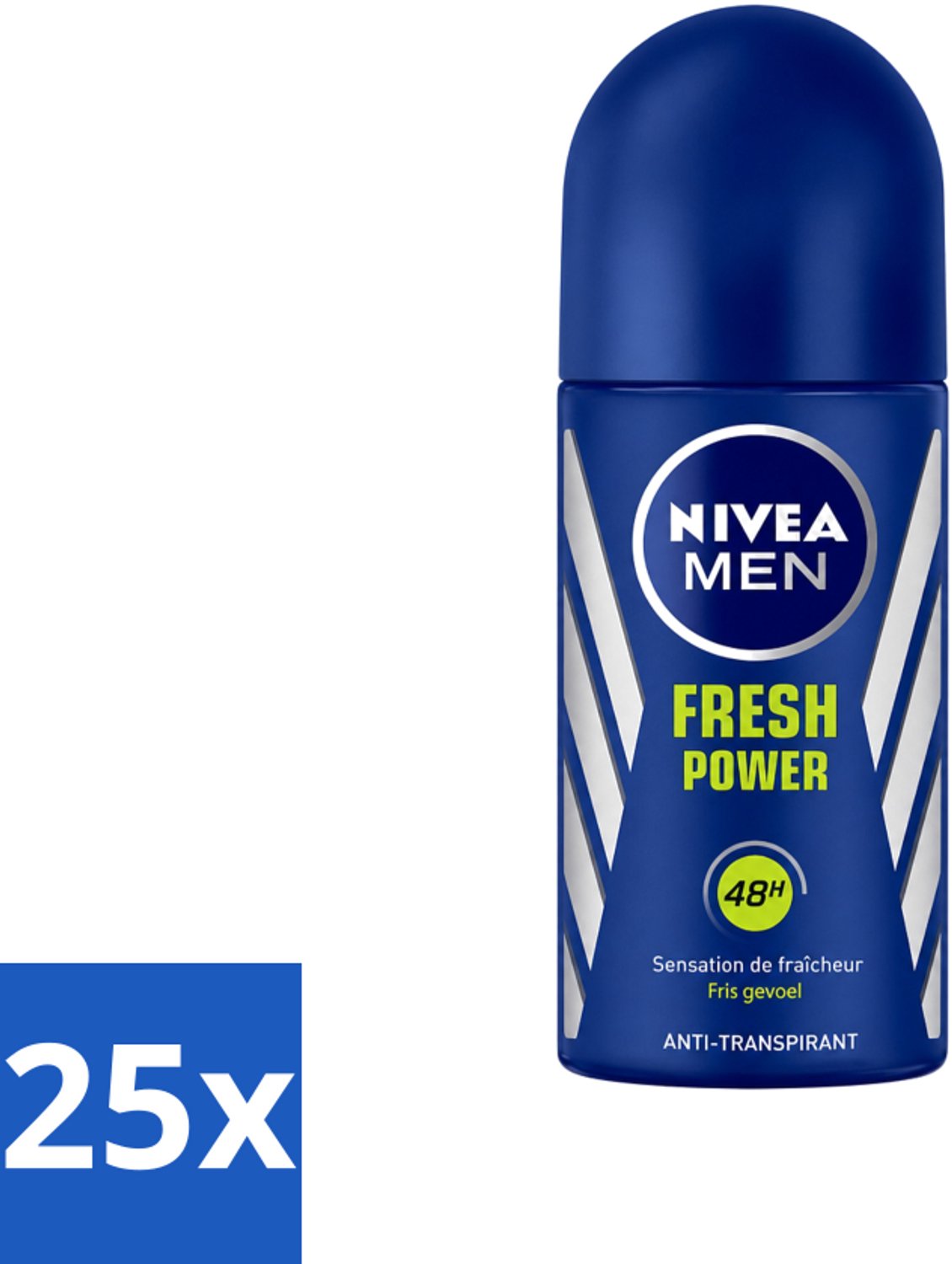 25 x Nivea - Men - Deodorant - Roller - Fresh Power - 50 ml - Voordeelverpakking - 25 stuks