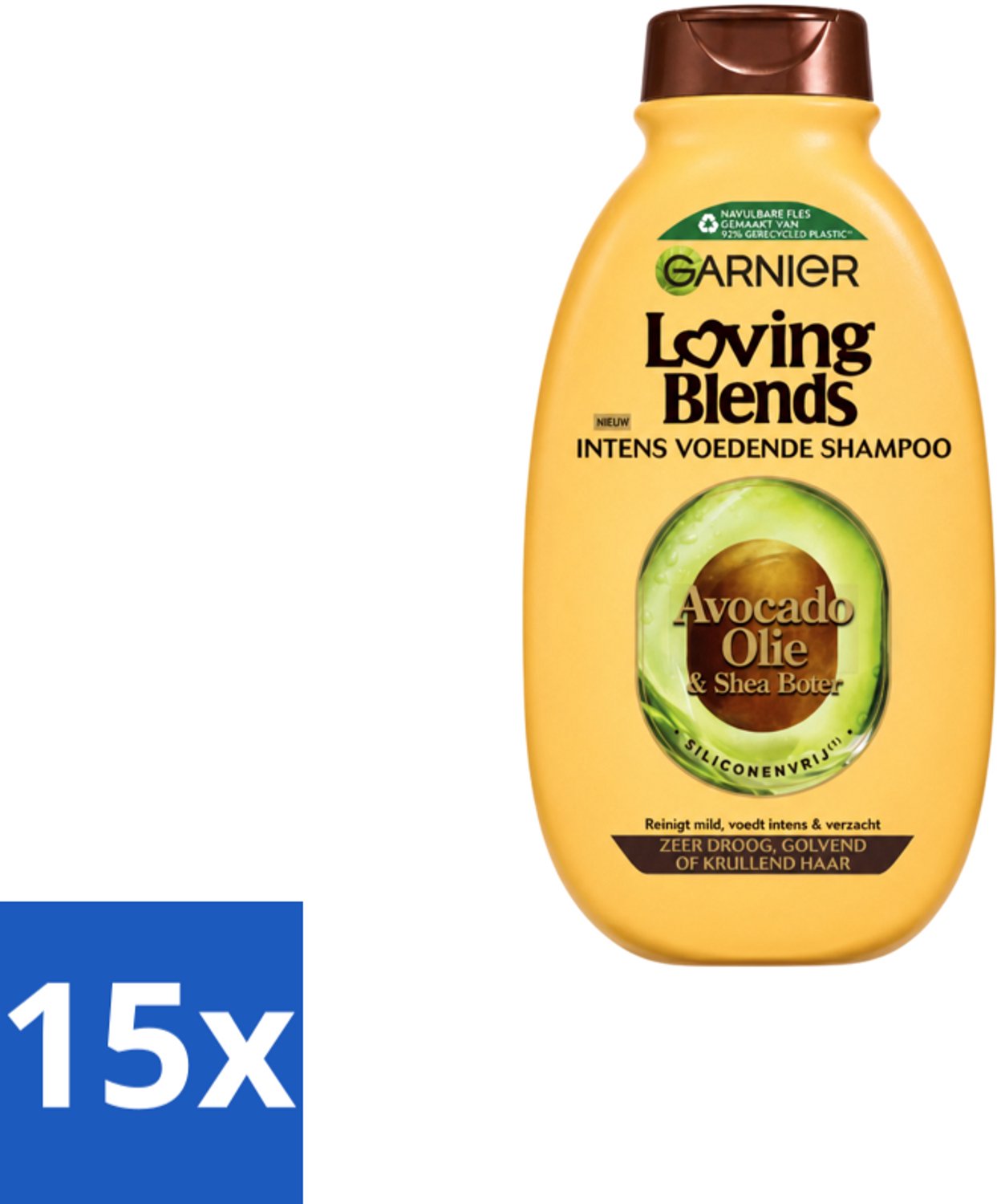 15 x Garnier - Loving Blends - Shampoo - Avocado Olie & Shea Boter - Zeer Droog & Pluizig Haar - 300 ml - Voordeelverpakking - 15 stuks