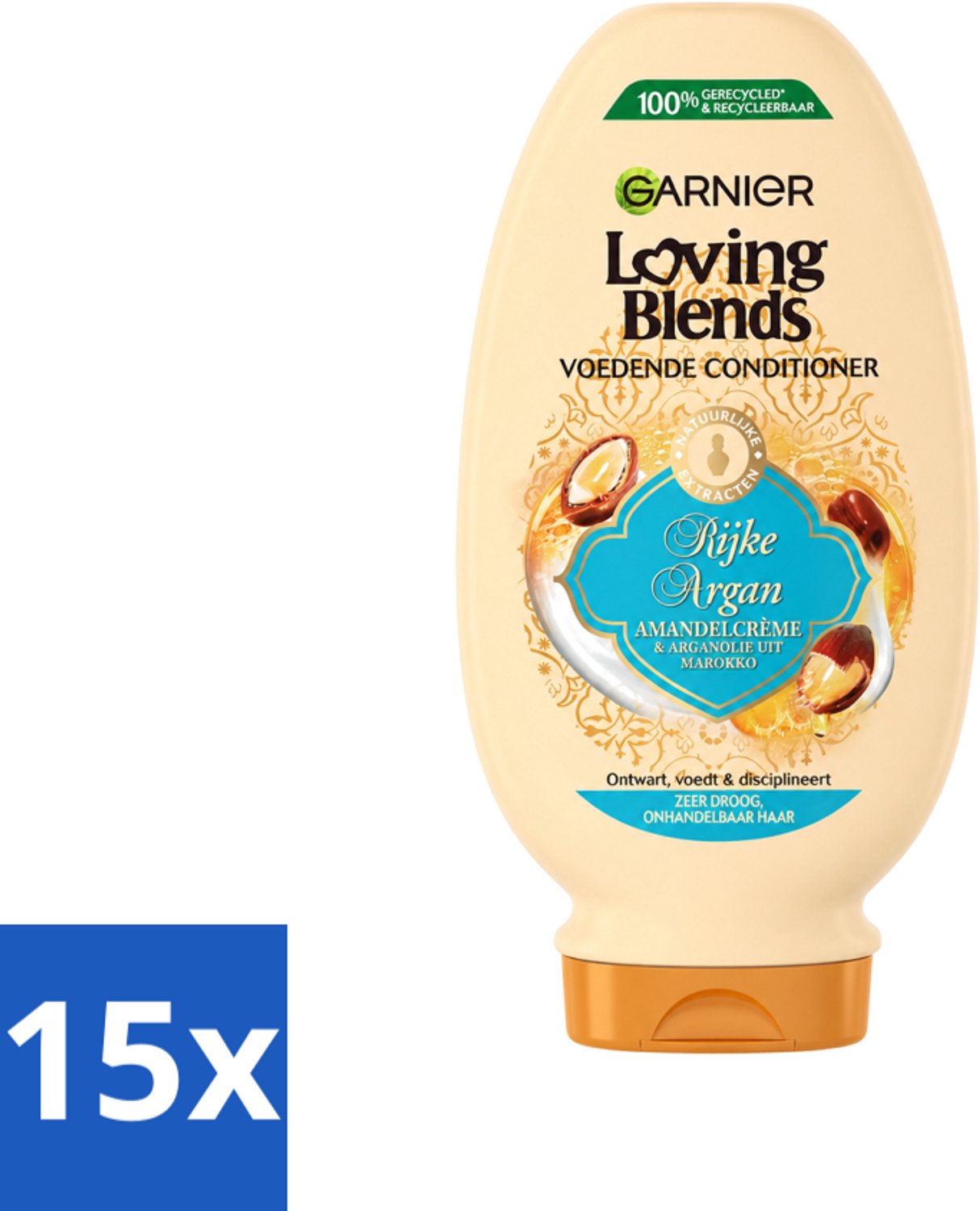 15 x Garnier - Loving Blends - Conditioner - Rijke Argan - Zeer Droog Onhandelbaar Haar - 250 ml - Voordeelverpakking - 15 stuks