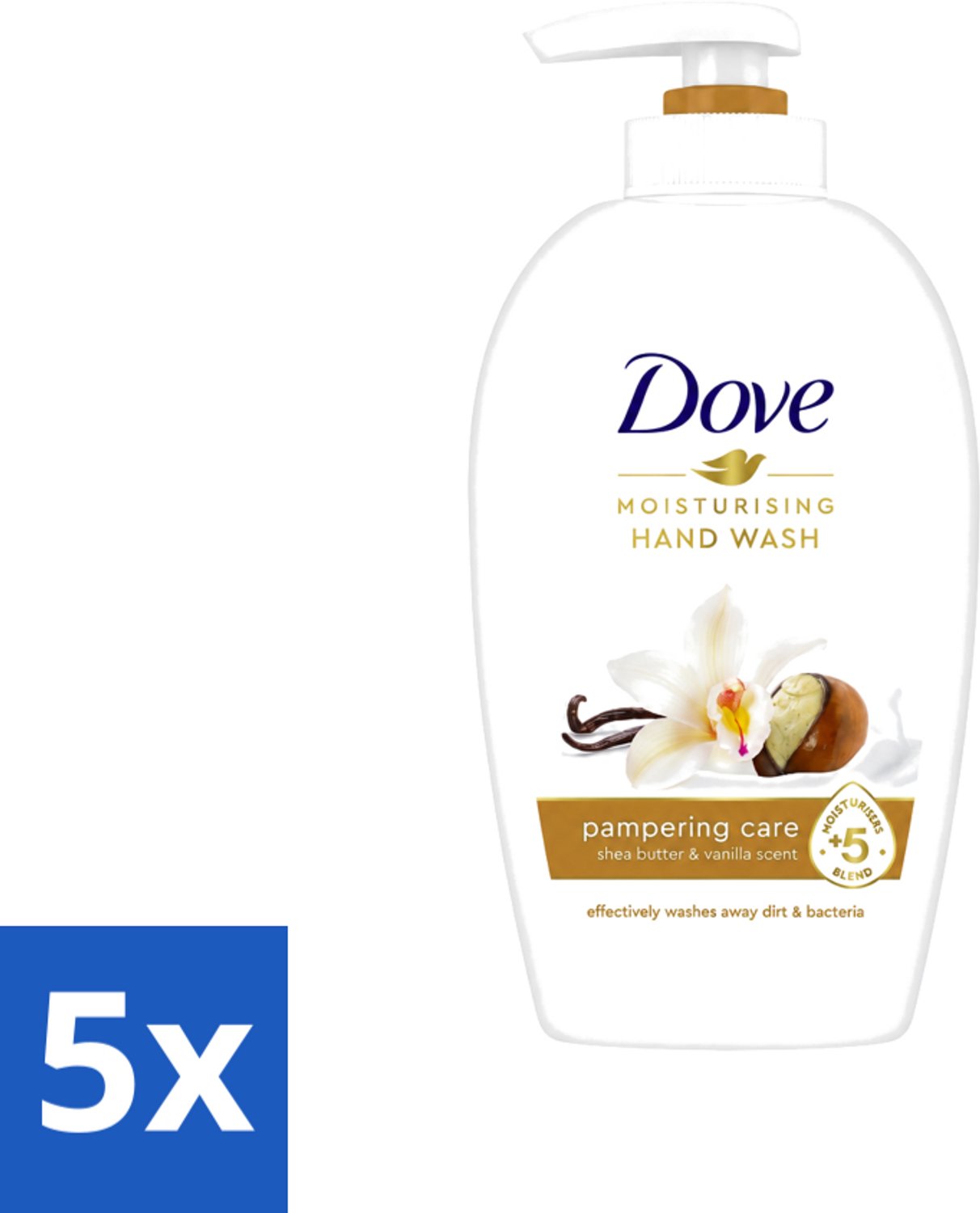 5 x Dove - Handzeep - Pampering Care - Verzachtend - 250 ml - Voordeelverpakking - 5 stuks