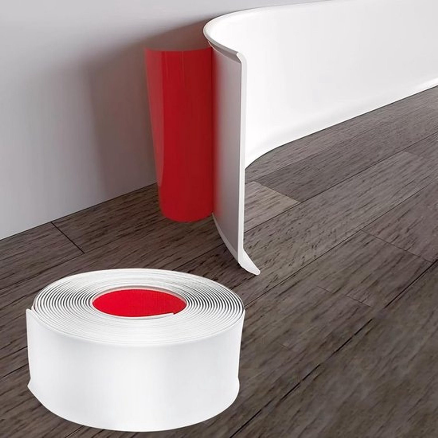 Zelfklevende flexibele PVC-plint wit 50x20 mm voor plinten en randafwerking