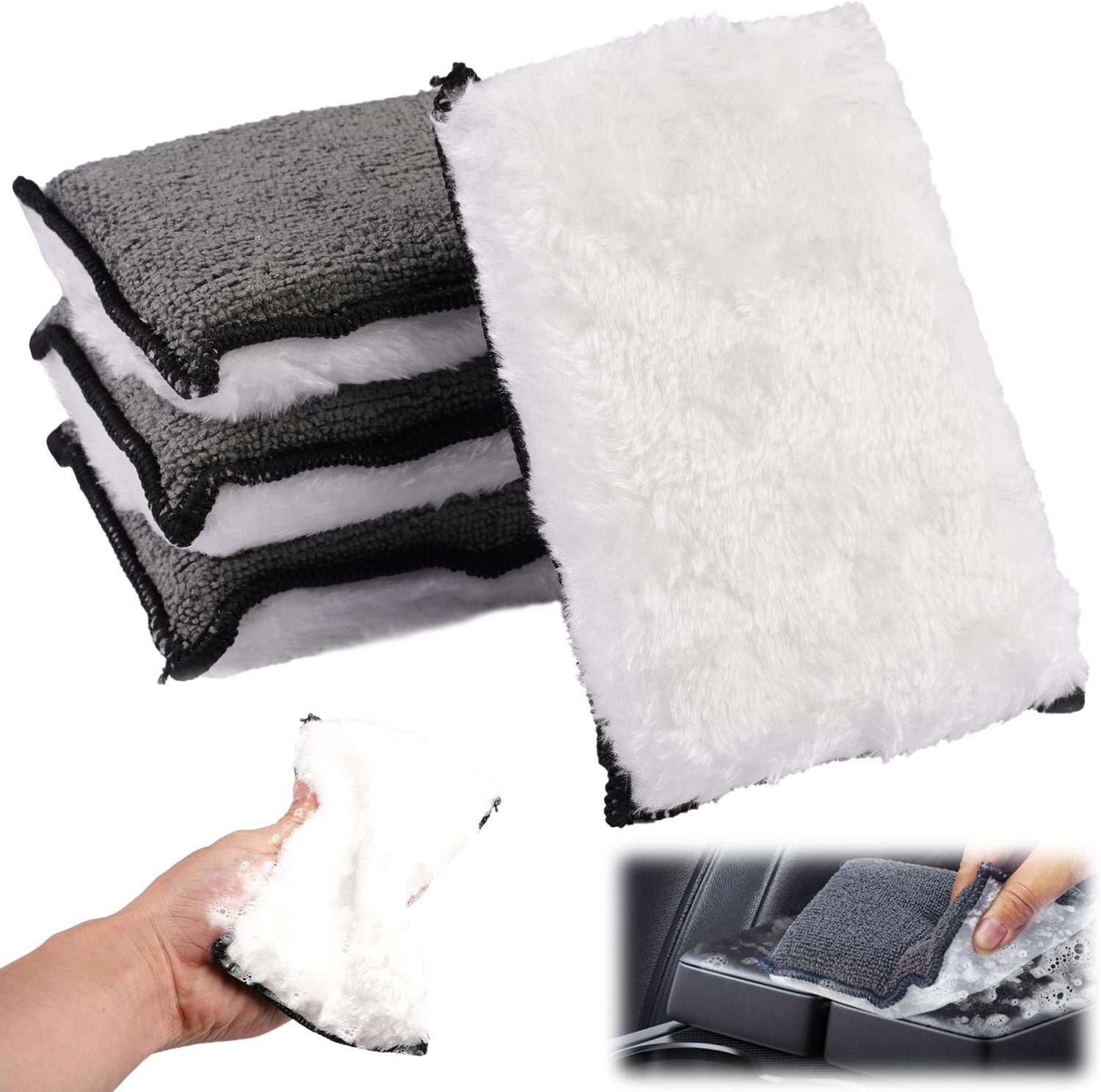 Set van 4 Microfiber Reinigingspads voor Auto-interieur