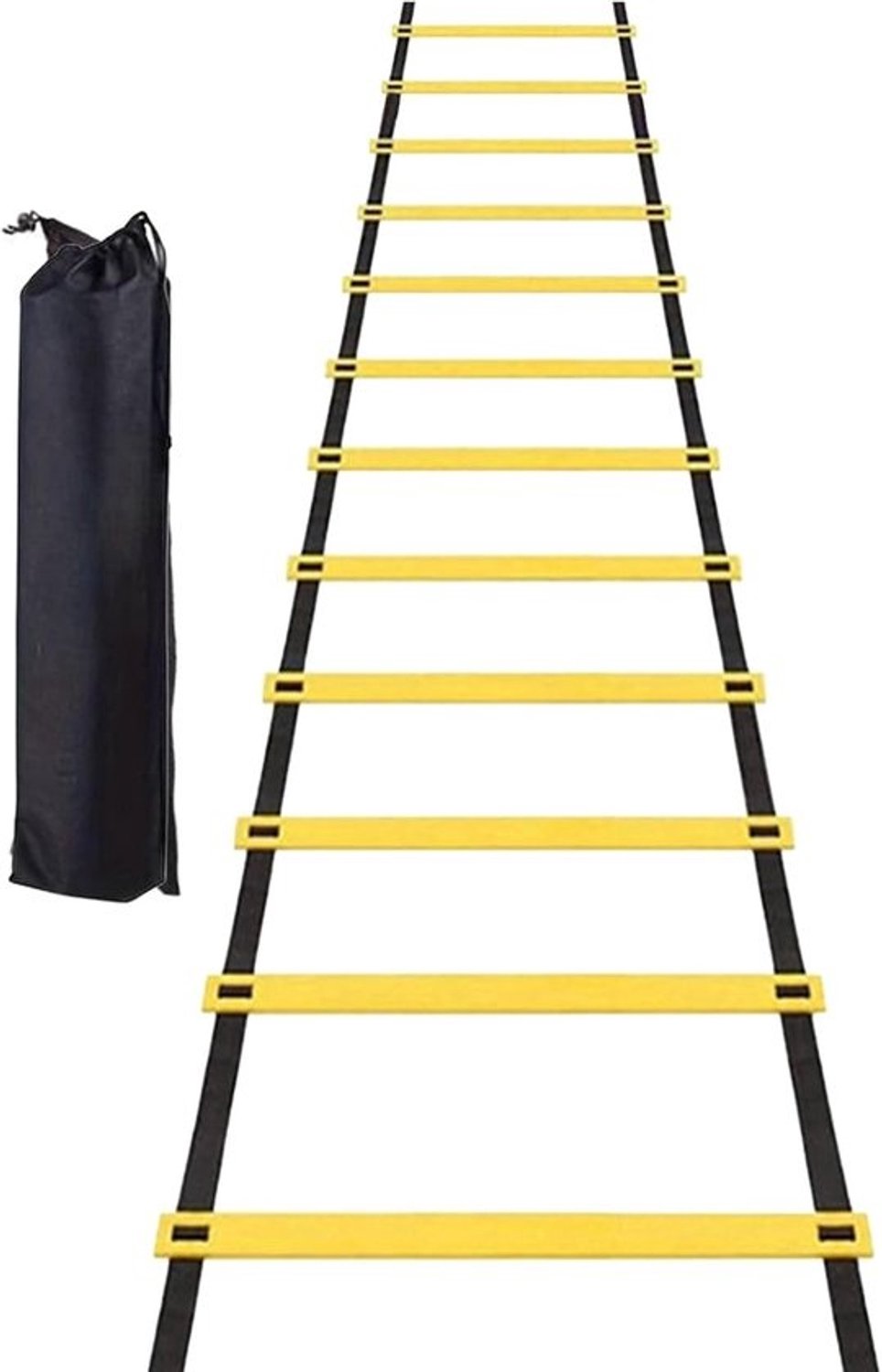 Agility ladder - Sporttrainingsladder - Behendigheid verbeteren - 12 sporten - 600 cm - Zwart