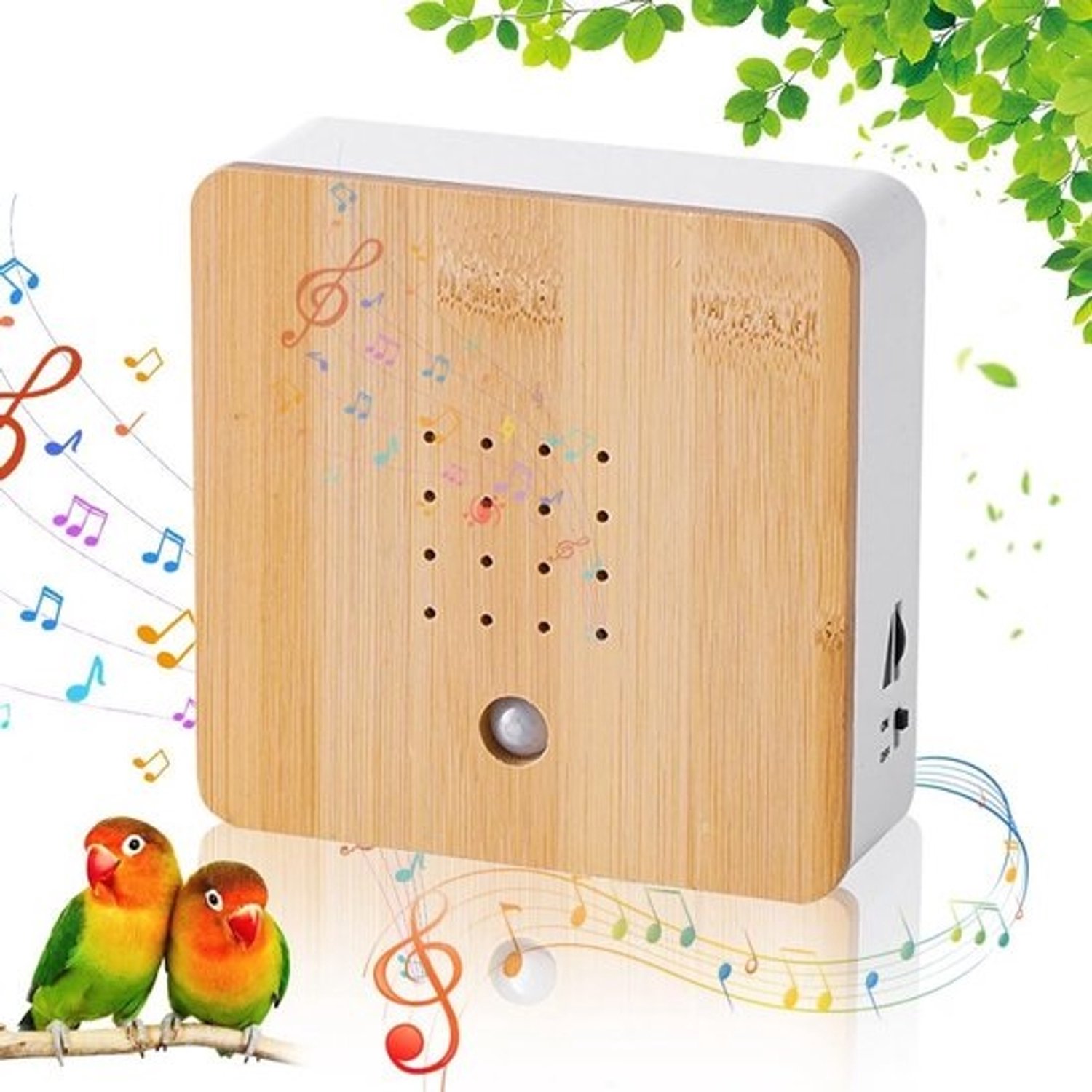 Bewegingsmelder - Box met natuurgeluiden - Ontspanning thuis - Automatische activatie - 13 cm hoog - Wit