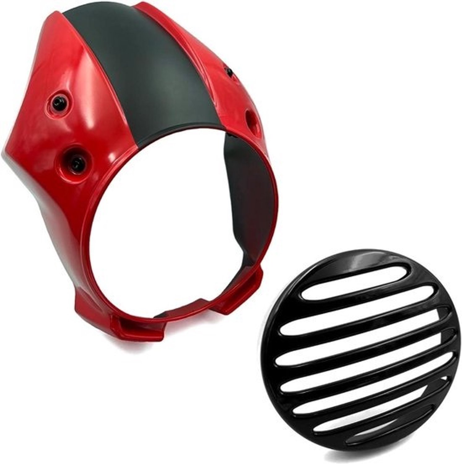Motorwindscherm - Kuipvoorruit - Bescherming voor motor - Inclusief koplampbeschermer - 3x2x1 cm - Rood zwart