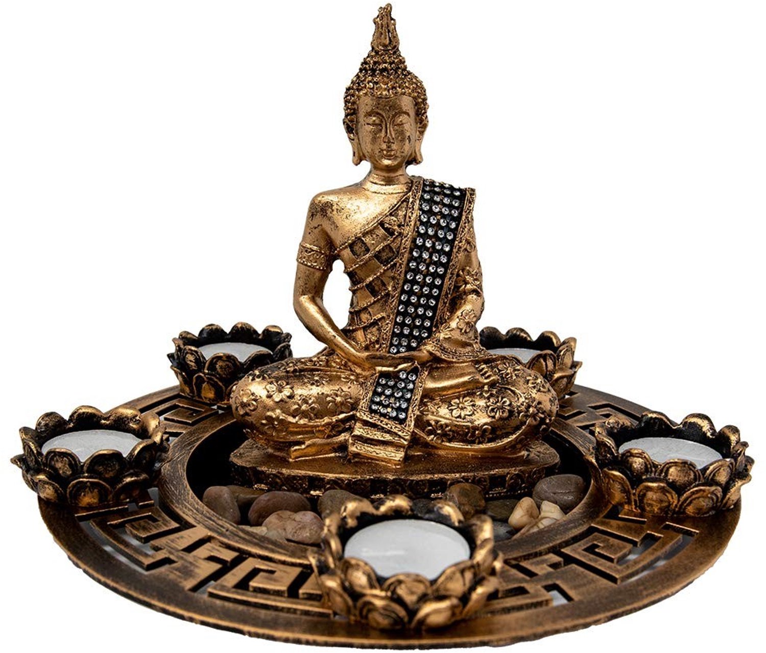 Boeddha Teelichthouder Set voor Spirituele Decoratie in Goud