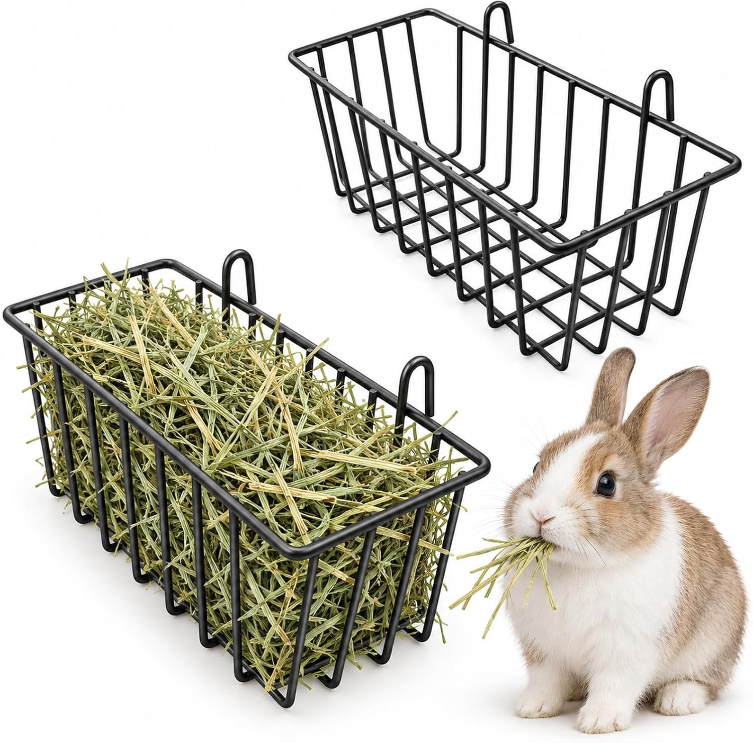 2 stuks hooibak voor konijnen, cavia's, hooirook van metalen frame
