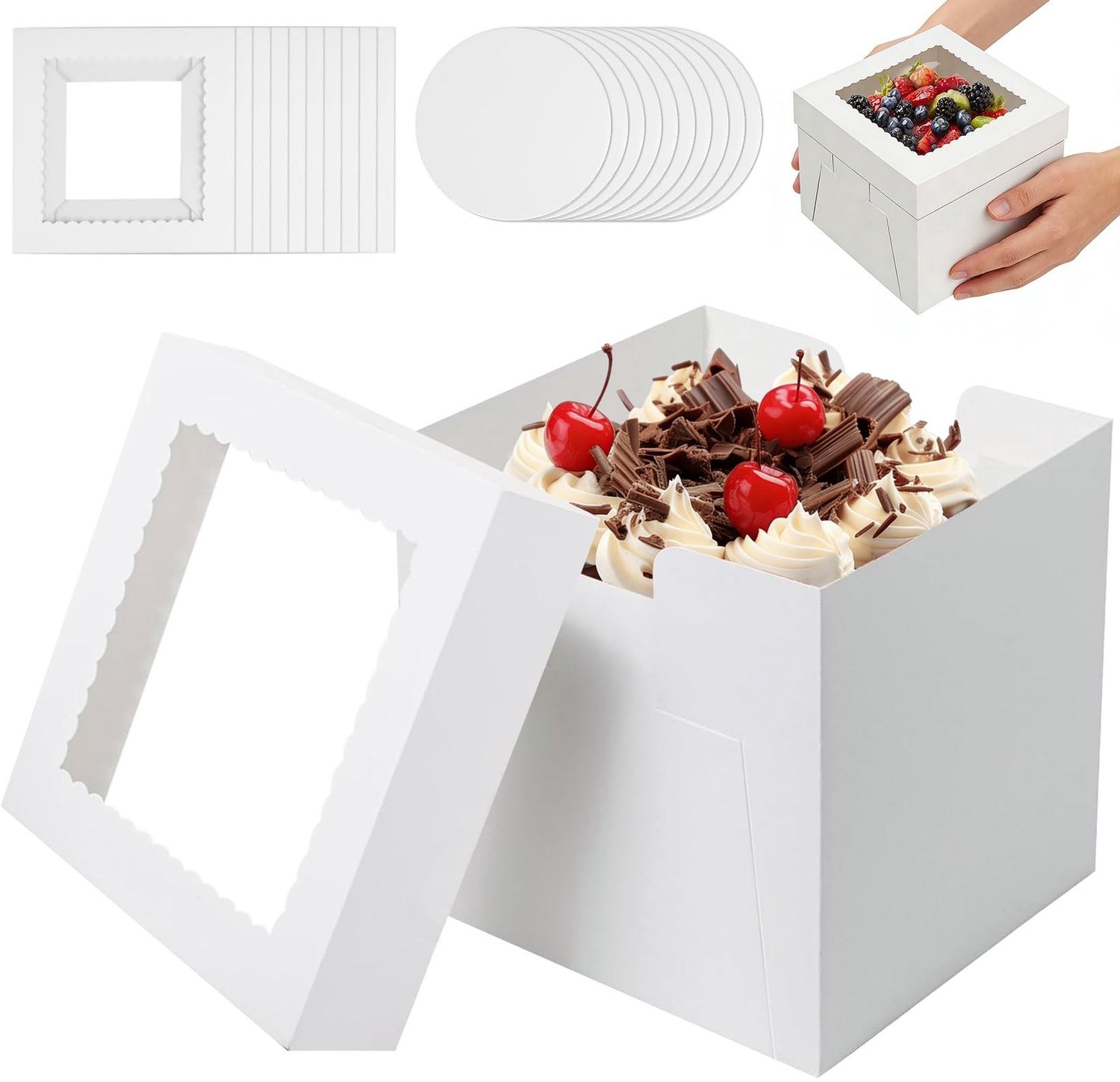 Set van 10 Cakeboxen met Transparante Kijkvensters