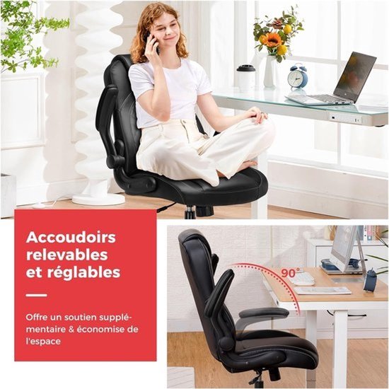 Gaming Stoel - Comfortabele gamestoel - Langdurig zitten - Verstelbare armleuningen - 112 cm hoog - Zwart — afbeelding 2